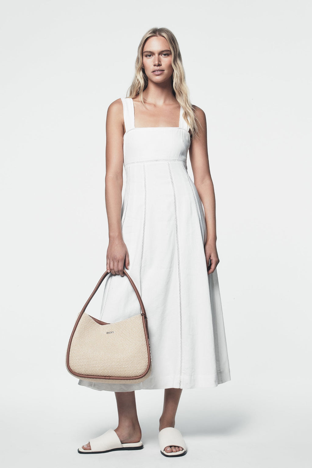 SEAMED TANK DRESS WITH TIE BACK