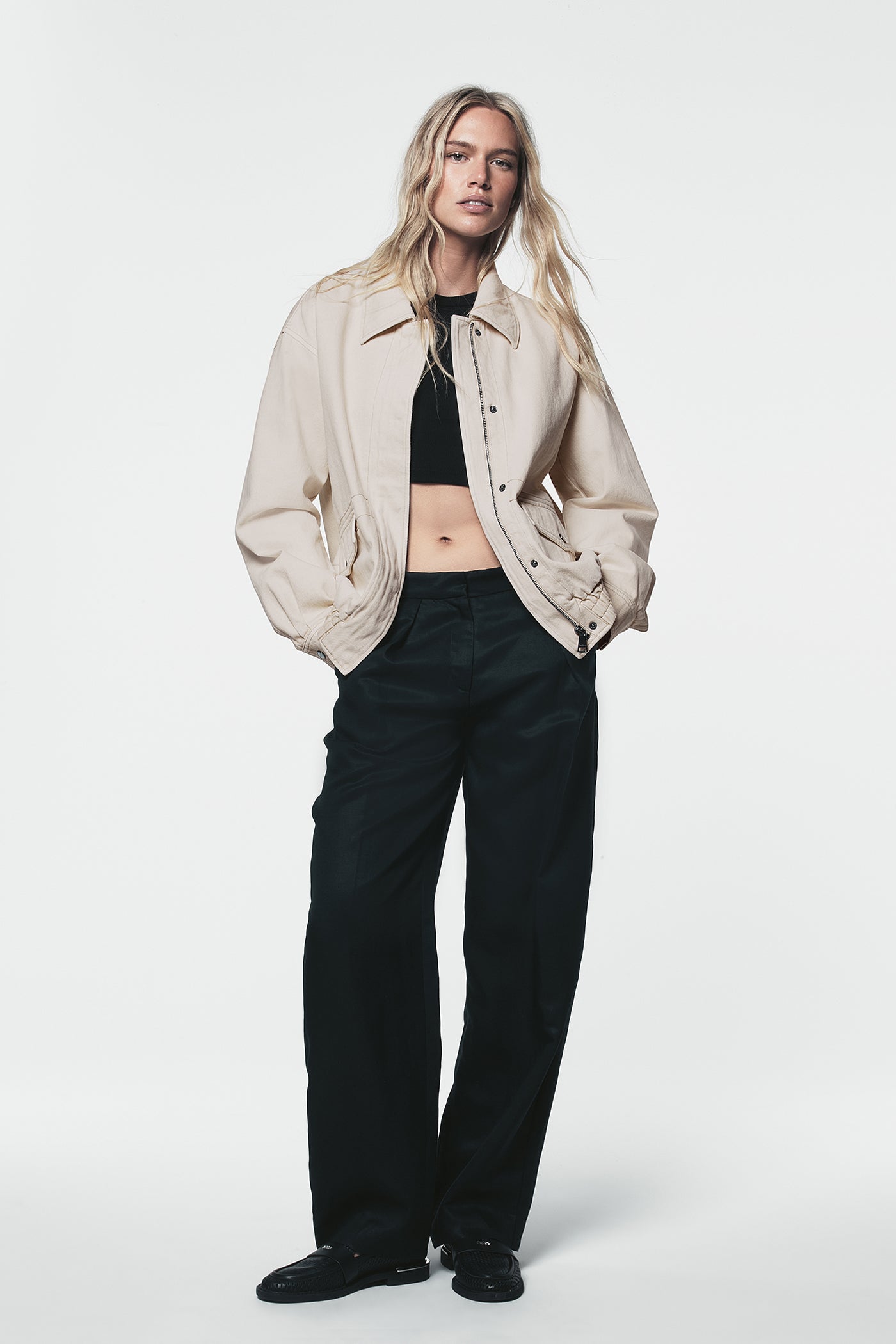 COLLARED FULL ZIP BOMBER JACKET