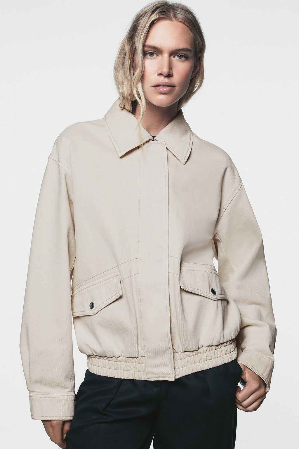 COLLARED FULL ZIP BOMBER JACKET