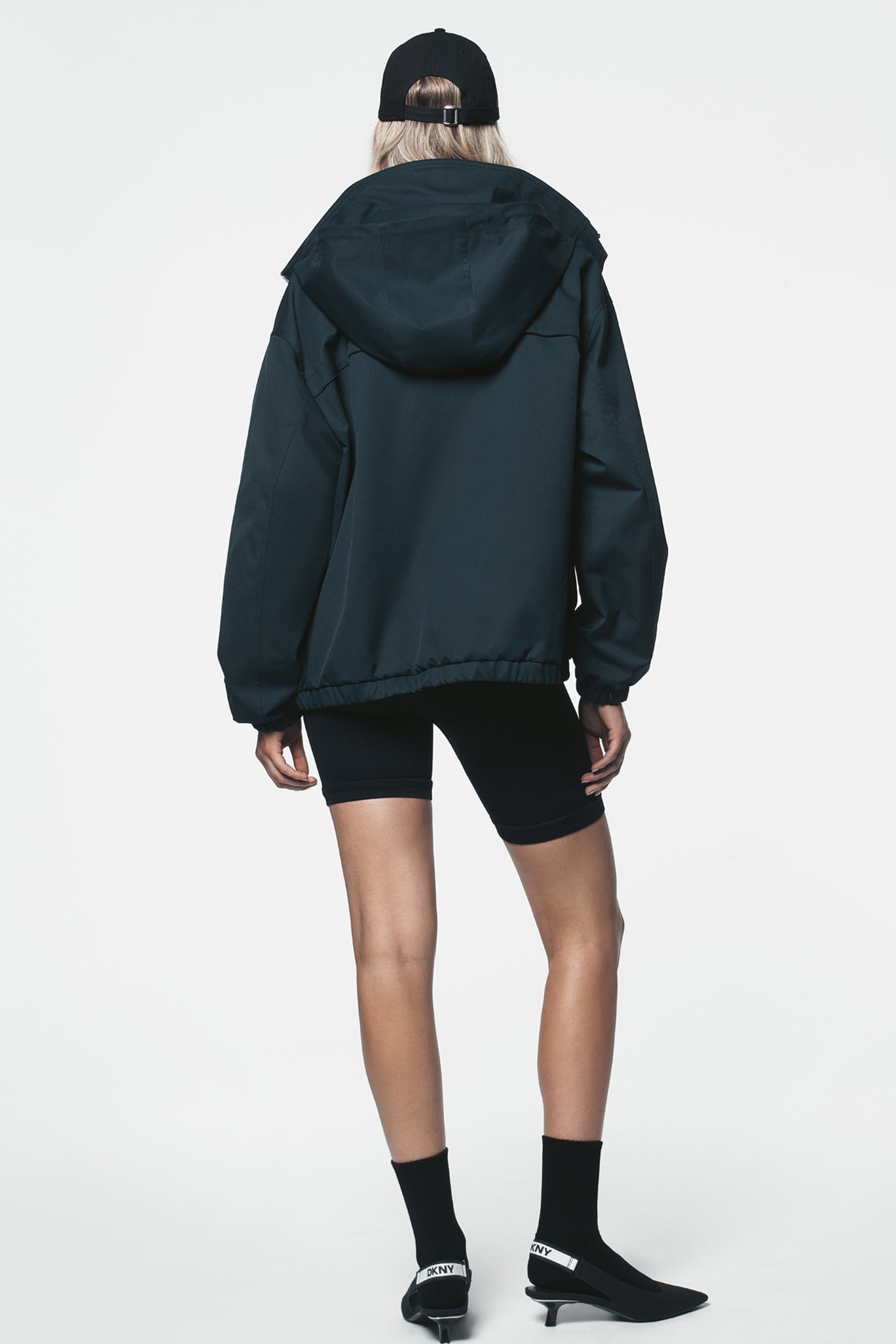 HIGH COLLAR BOMBER JACKET WITH HOOD