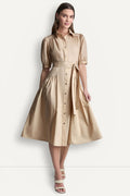DROP-WAIST MIDI SHIRT DRESS