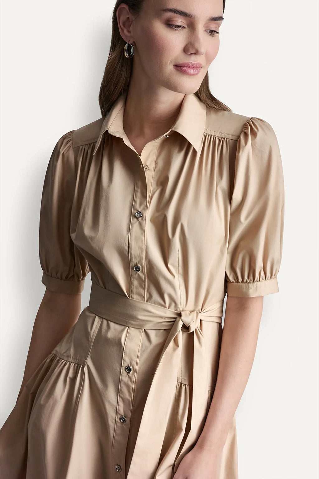 DROP-WAIST MIDI SHIRT DRESS