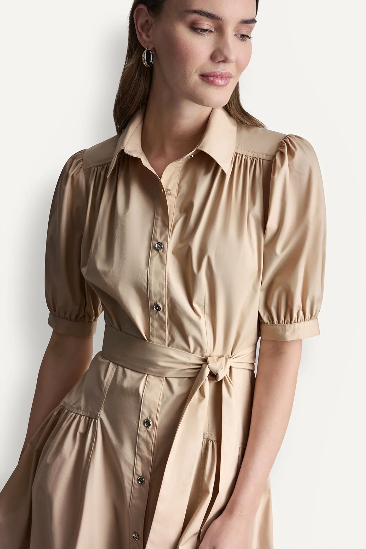 DROP-WAIST MIDI SHIRT DRESS