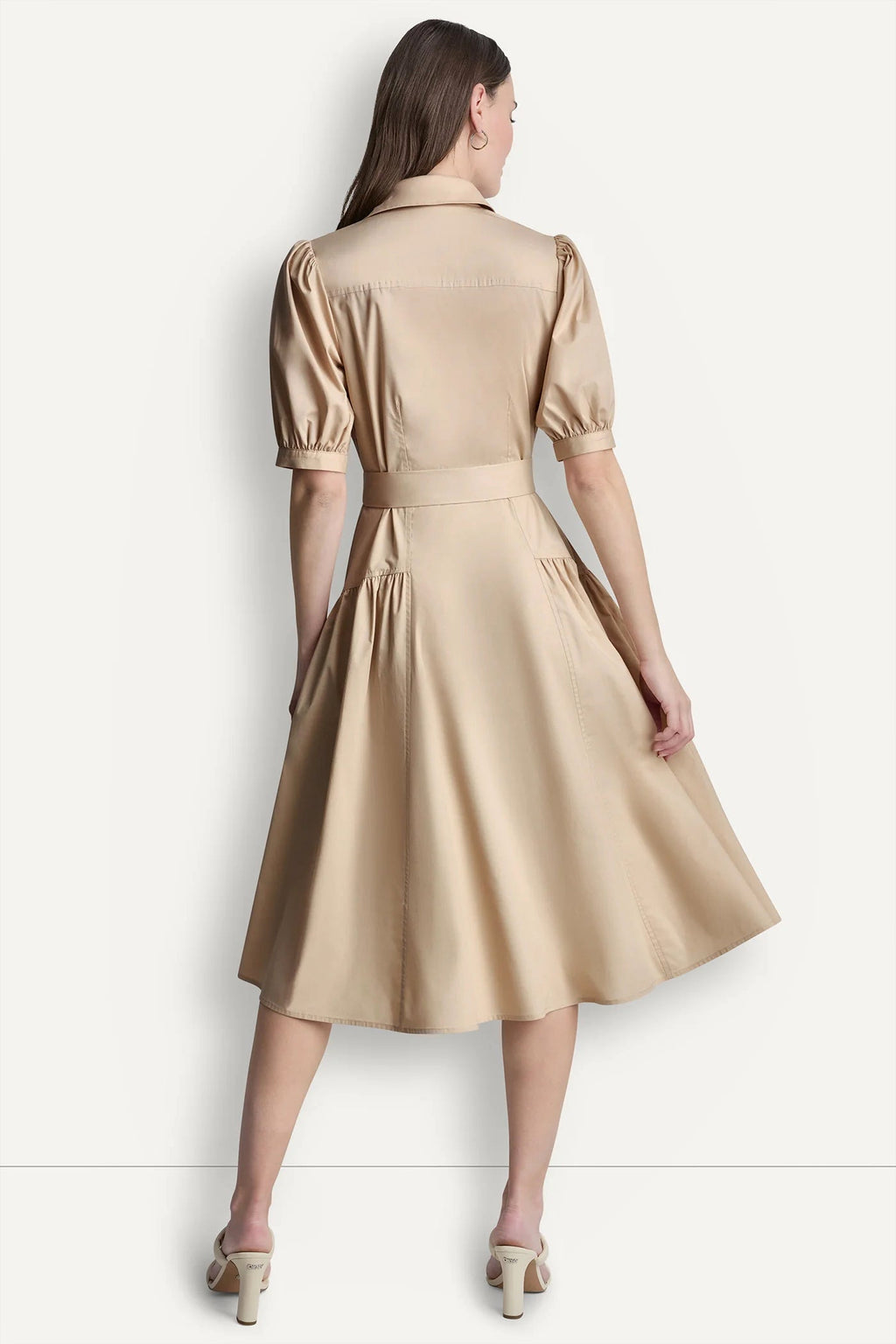 DROP-WAIST MIDI SHIRT DRESS