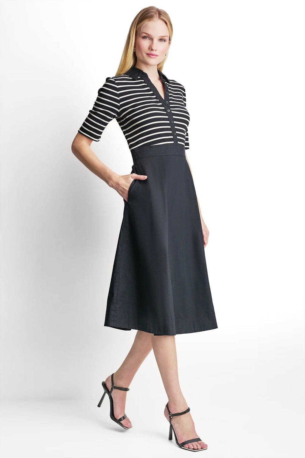 FIT & FLARE MIDI SHIRT DRESS