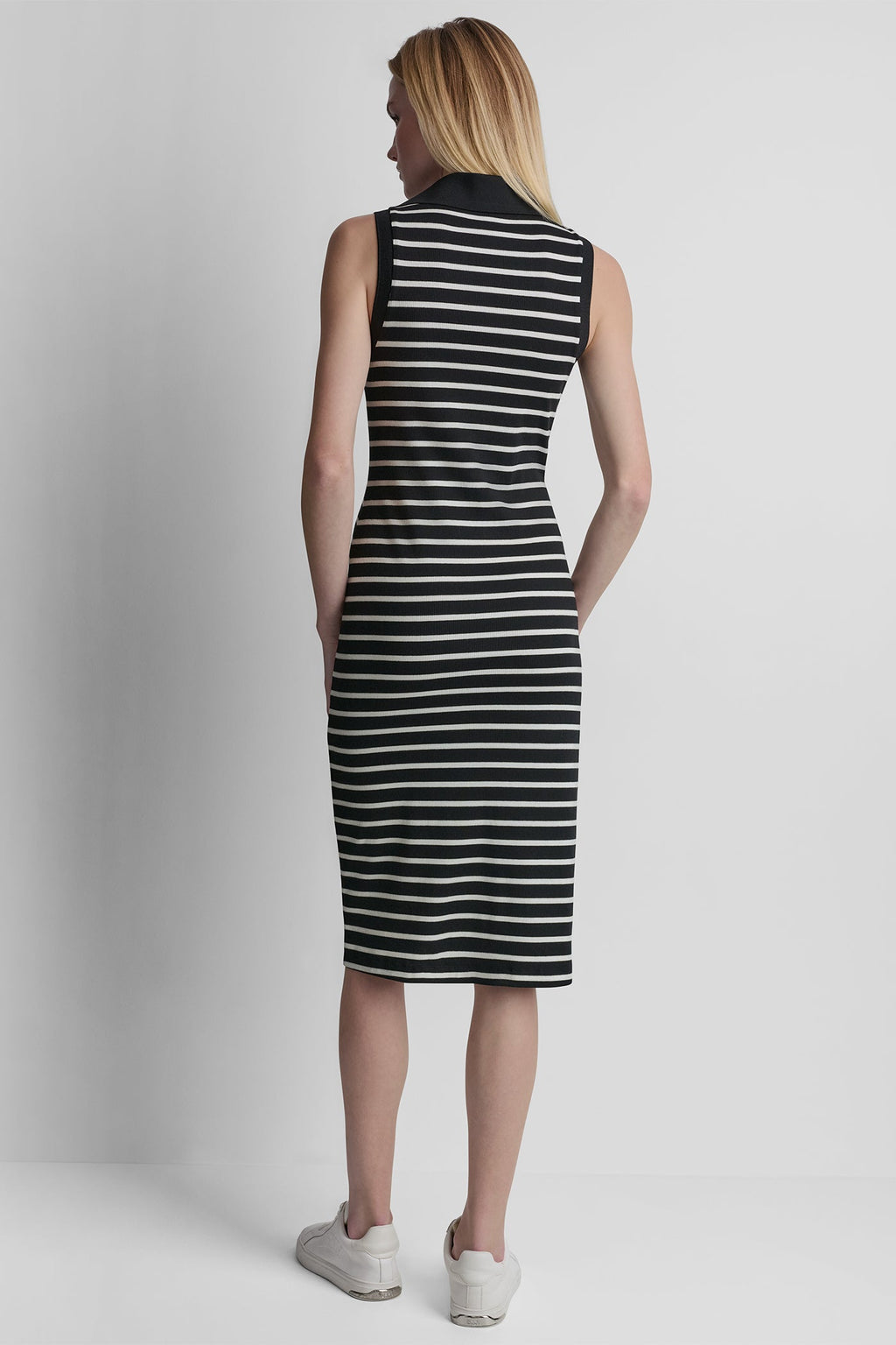 SLEEVELESS RIBBED POLO DRESS