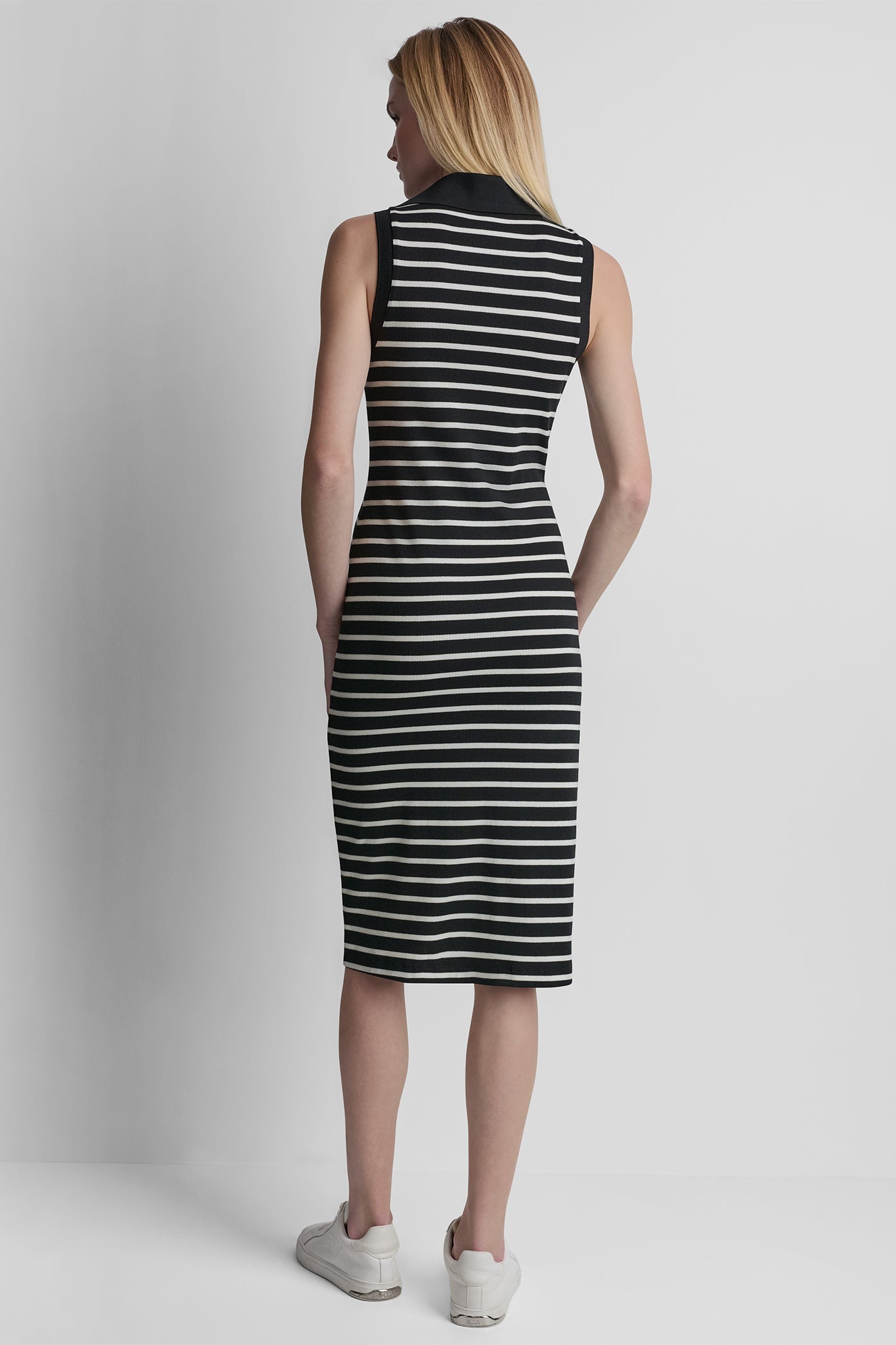 SLEEVELESS RIBBED POLO DRESS