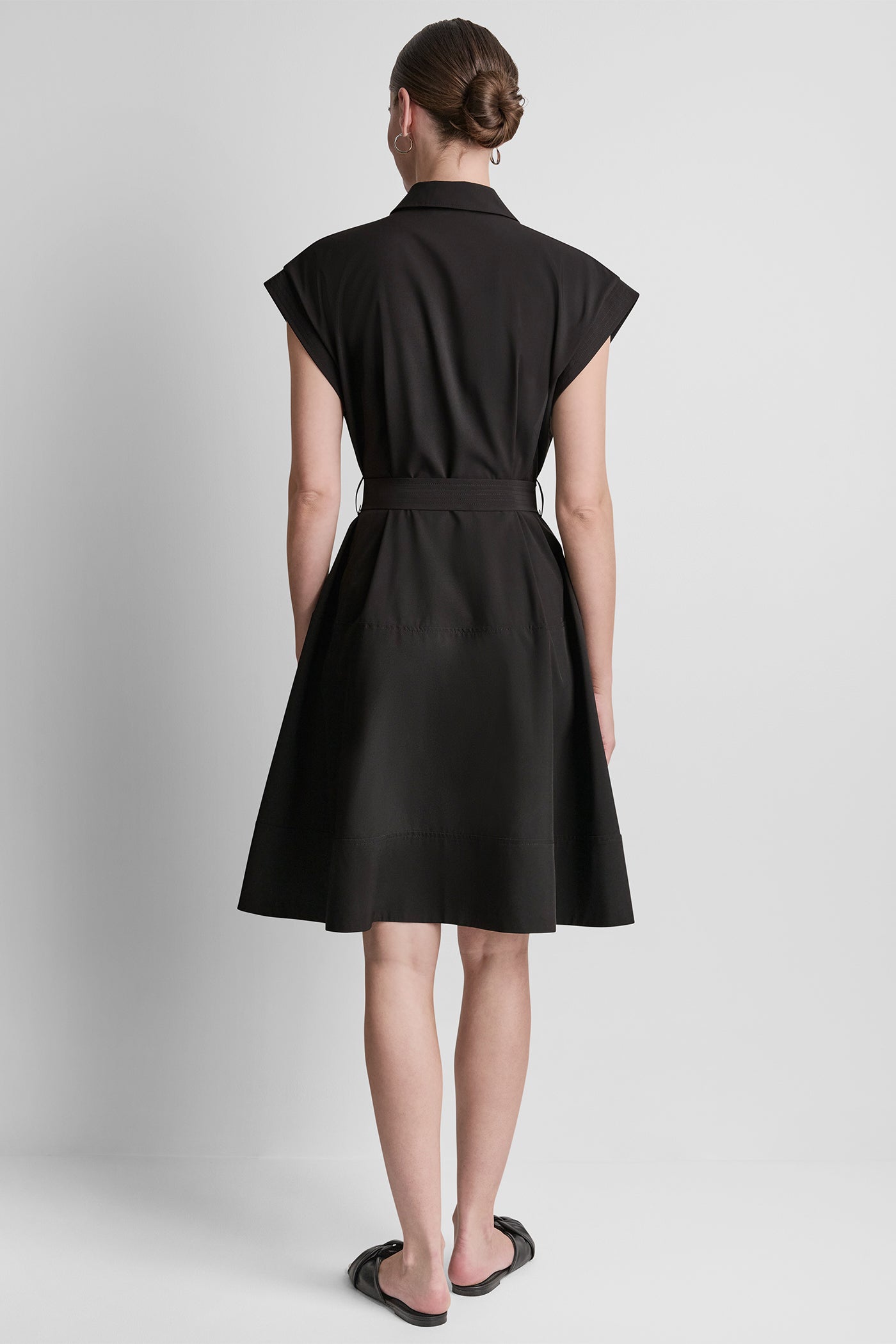 CAP SLEEVE ZIP-FRONT SHIRT DRESS