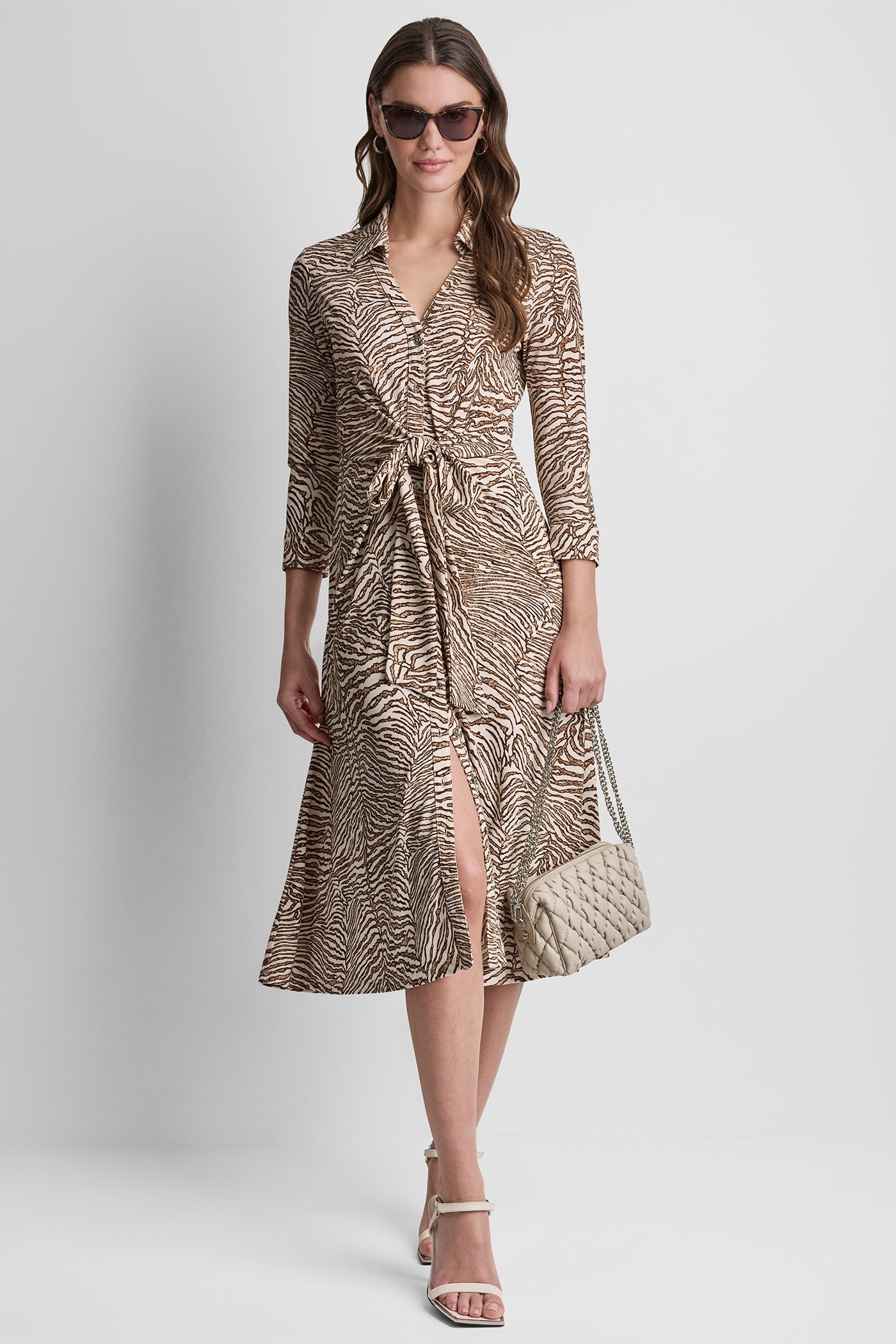 ZEBRA PRINT MIDI SHIRT DRESS