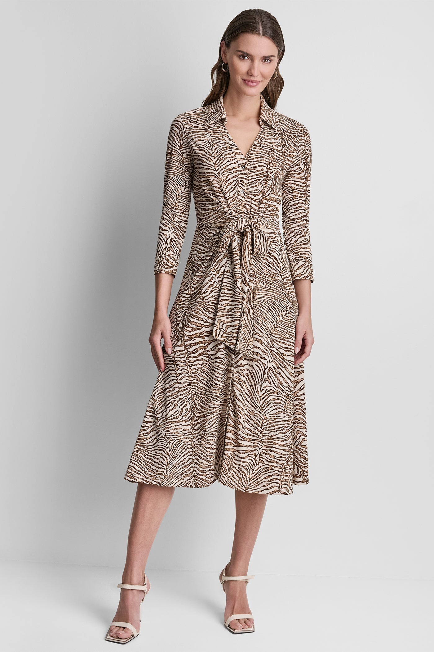 ZEBRA PRINT MIDI SHIRT DRESS