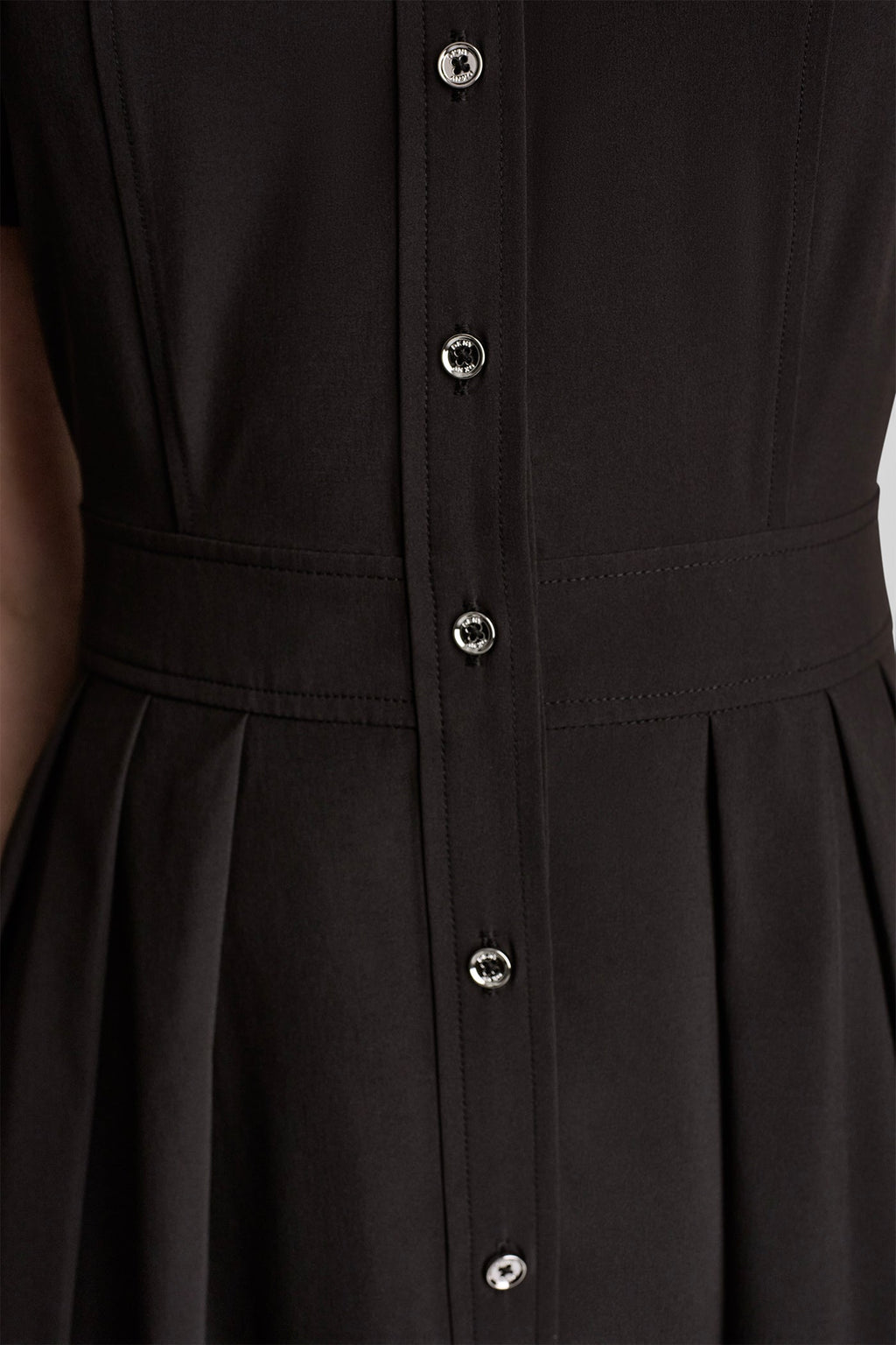 PUFF SLEEVE PLEATED MIDI SHIRT DRESS