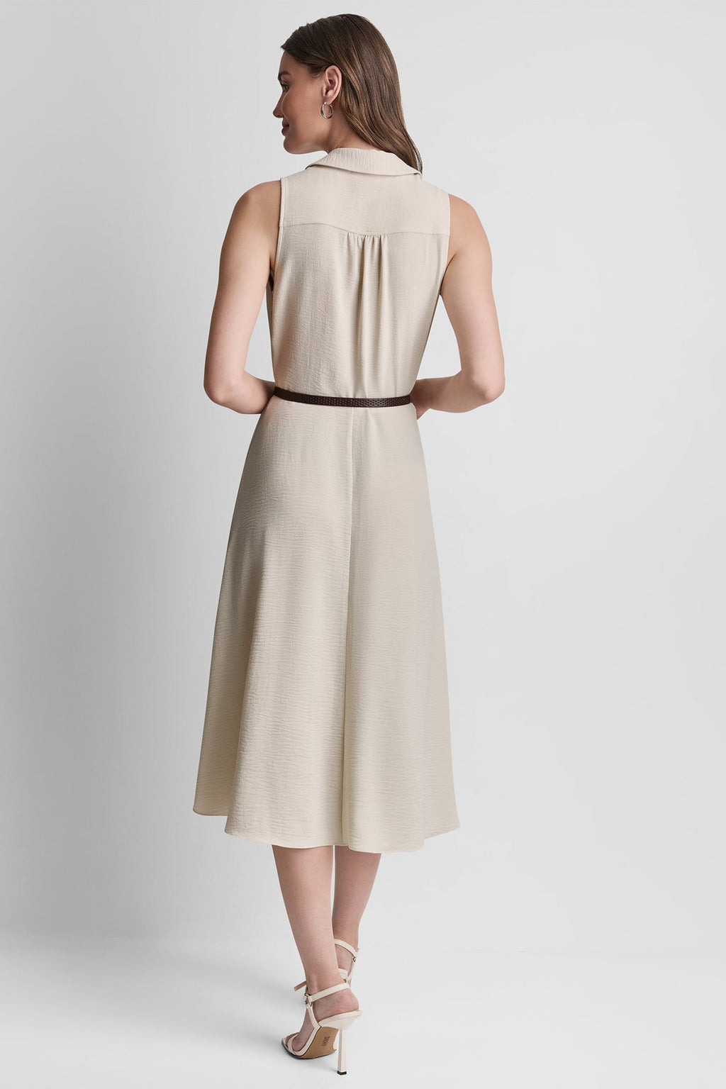 WRAP-EFFECT MIDI SHIRT DRESS