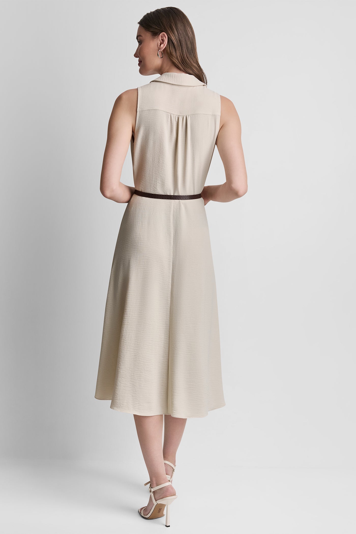 WRAP-EFFECT MIDI SHIRT DRESS