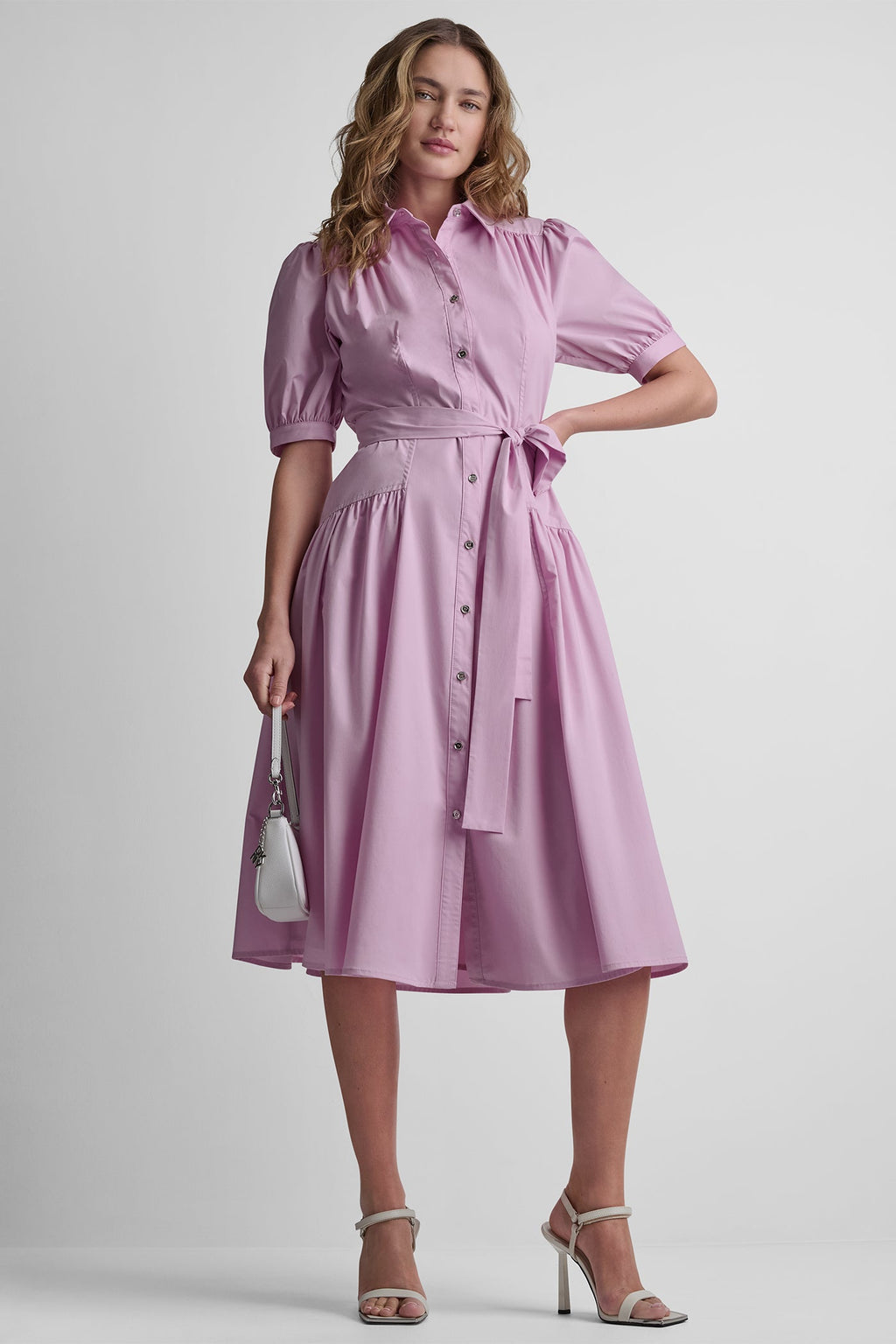 DROP-WAIST MIDI SHIRT DRESS