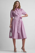 DROP-WAIST MIDI SHIRT DRESS