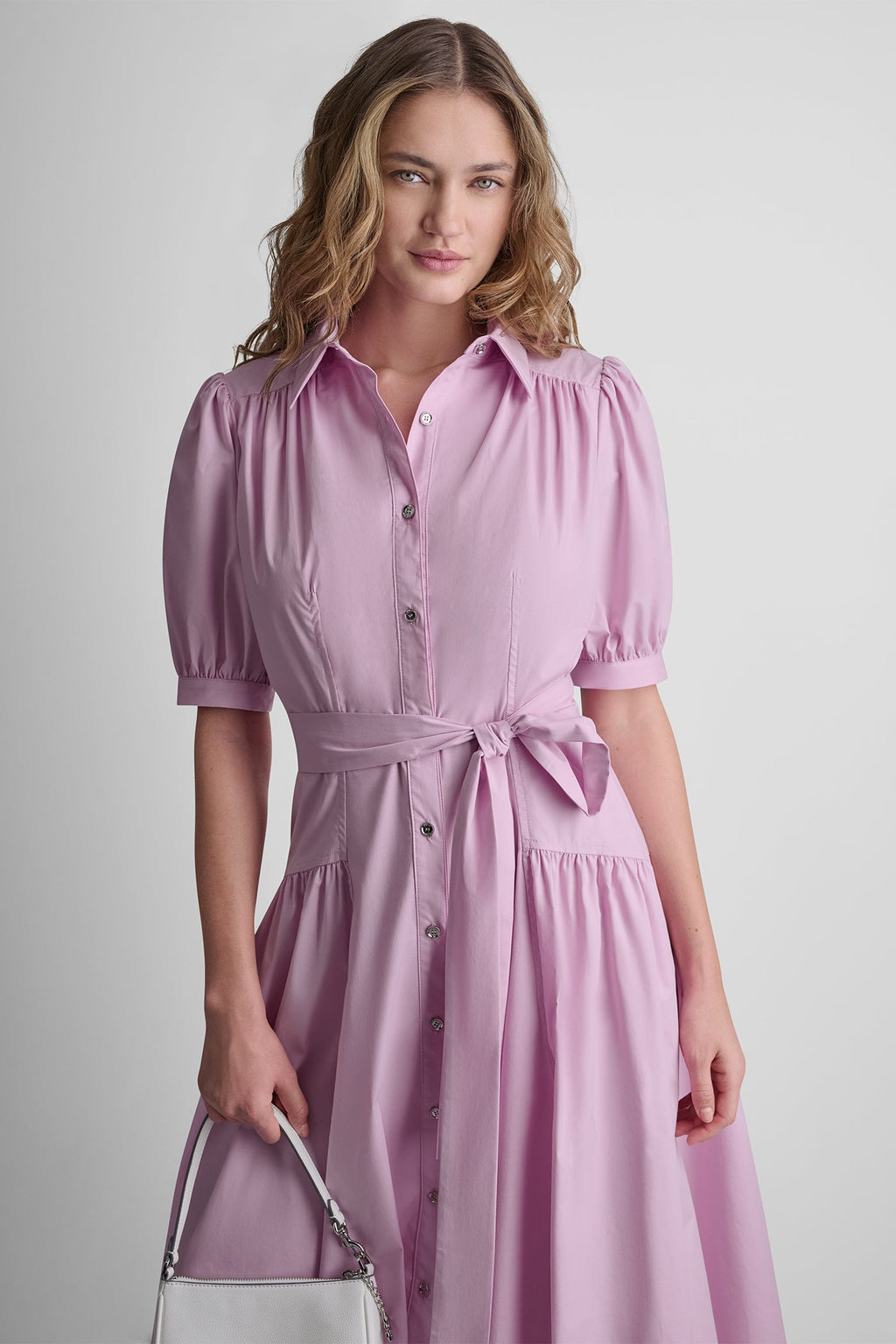 DROP-WAIST MIDI SHIRT DRESS