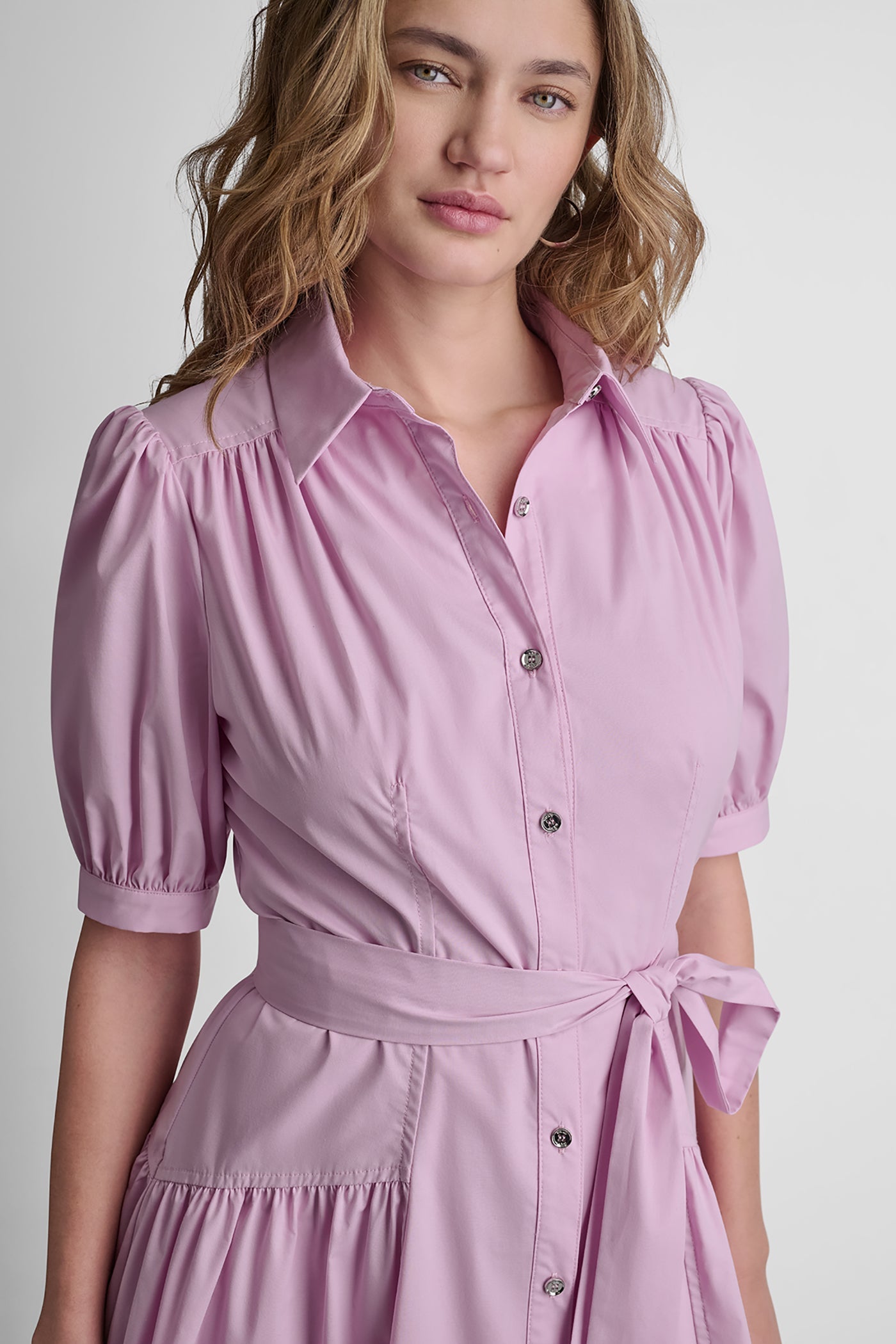 DROP-WAIST MIDI SHIRT DRESS