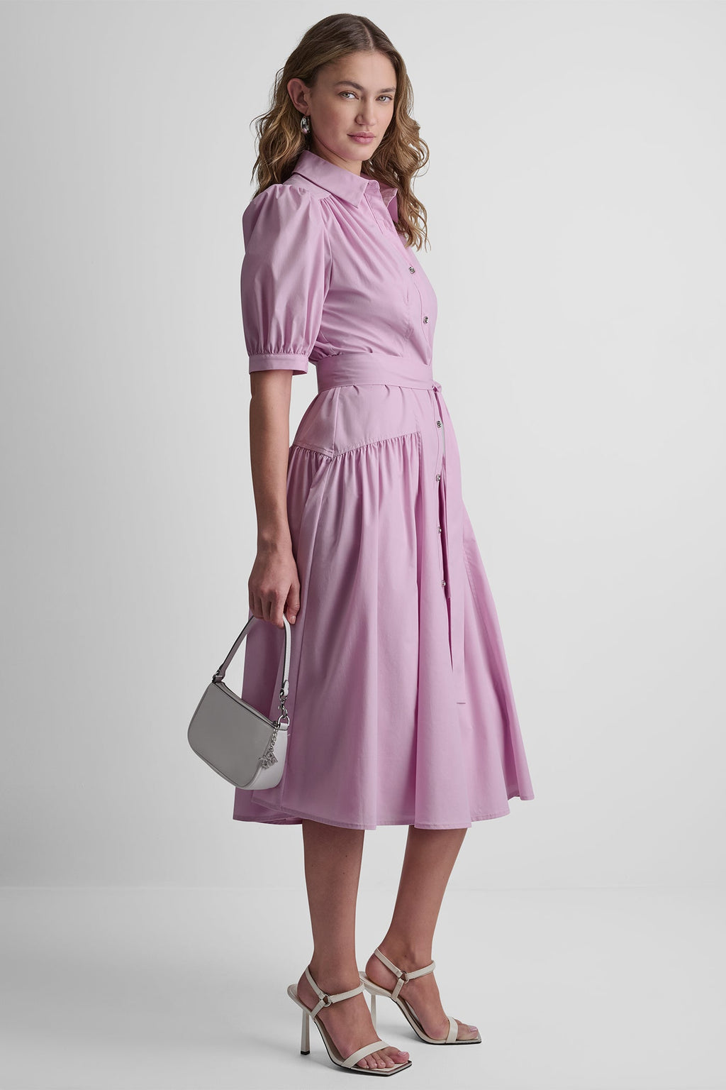 DROP-WAIST MIDI SHIRT DRESS