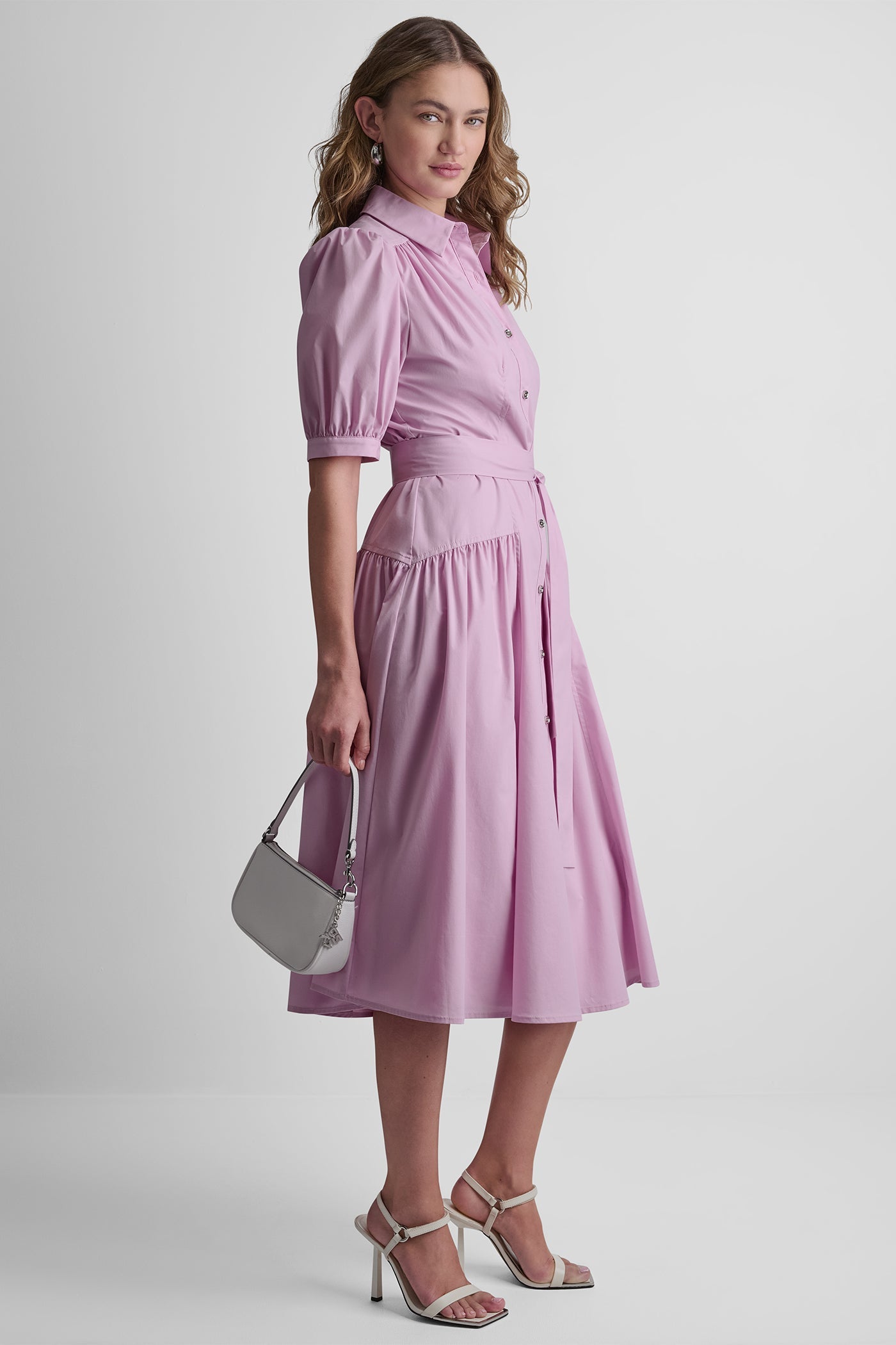 DROP-WAIST MIDI SHIRT DRESS