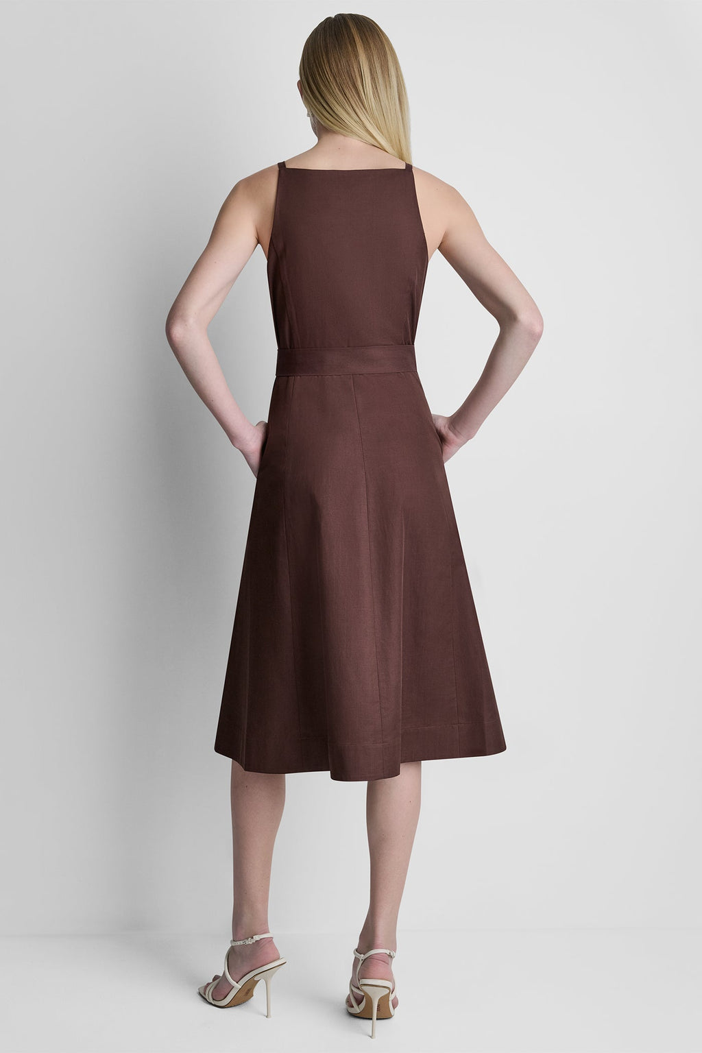 SLEEVELESS MIDI FIT & FLARE DRESS