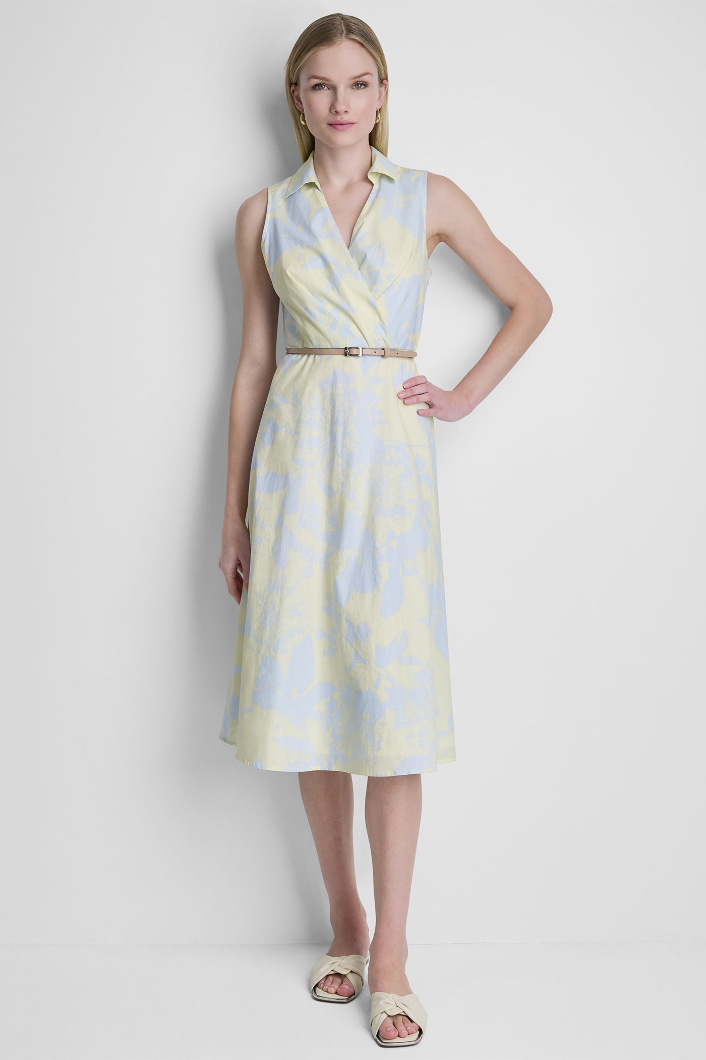 WRAP-EFFECT FLORAL PRINT DRESS