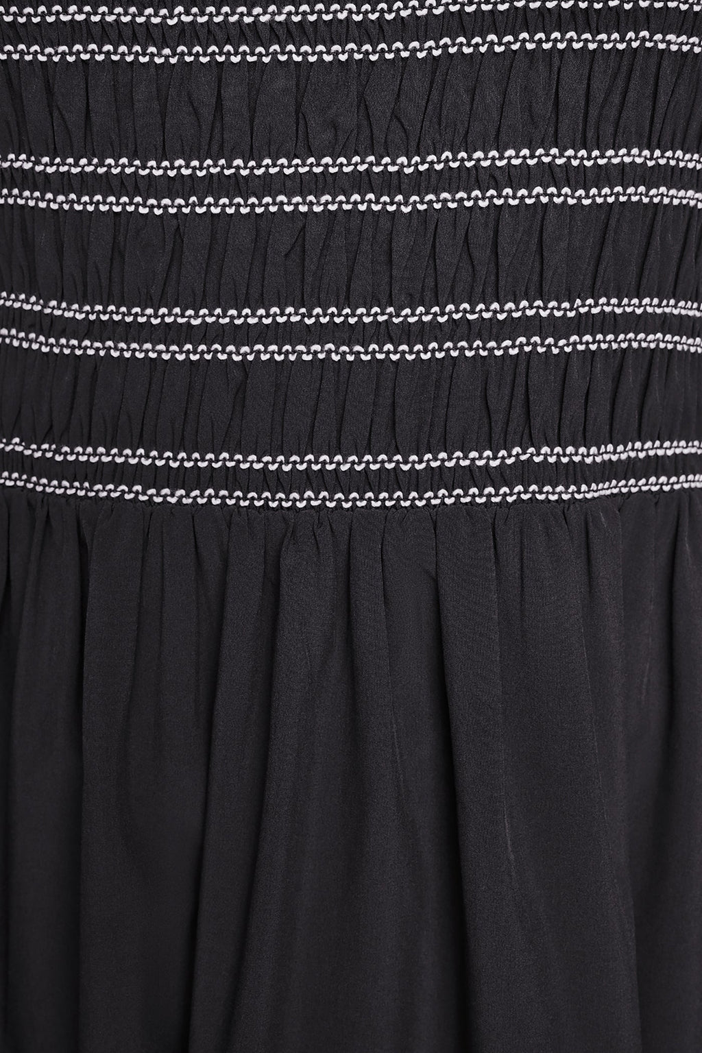 SLEEVELESS SMOCKED MIDI A-LINE DRESS