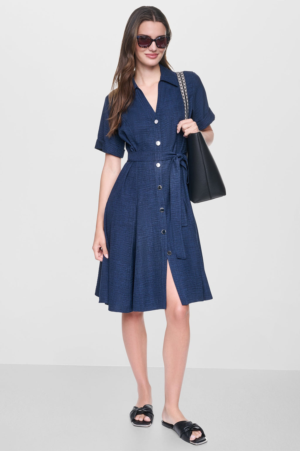 MIDI A-LINE SHIRT DRESS
