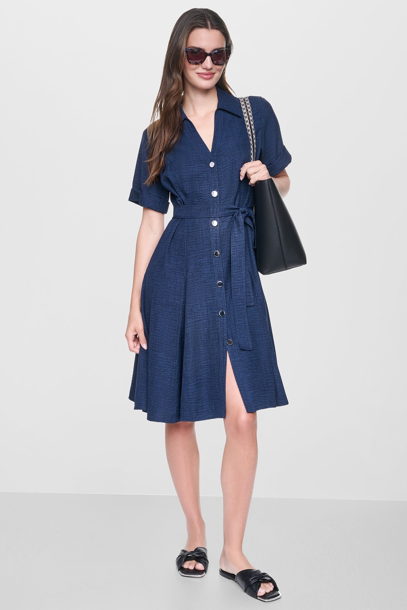 MIDI A-LINE SHIRT DRESS