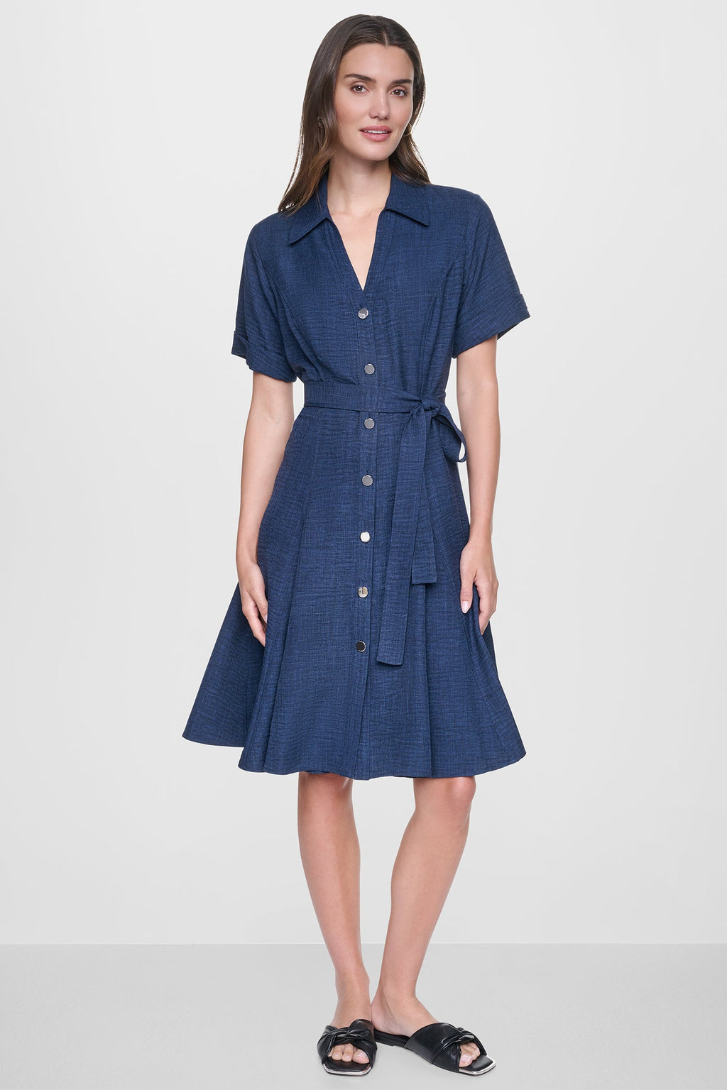 MIDI A-LINE SHIRT DRESS