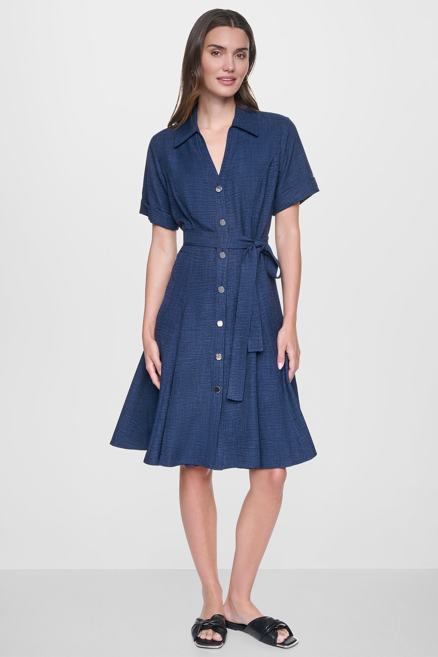 MIDI A-LINE SHIRT DRESS