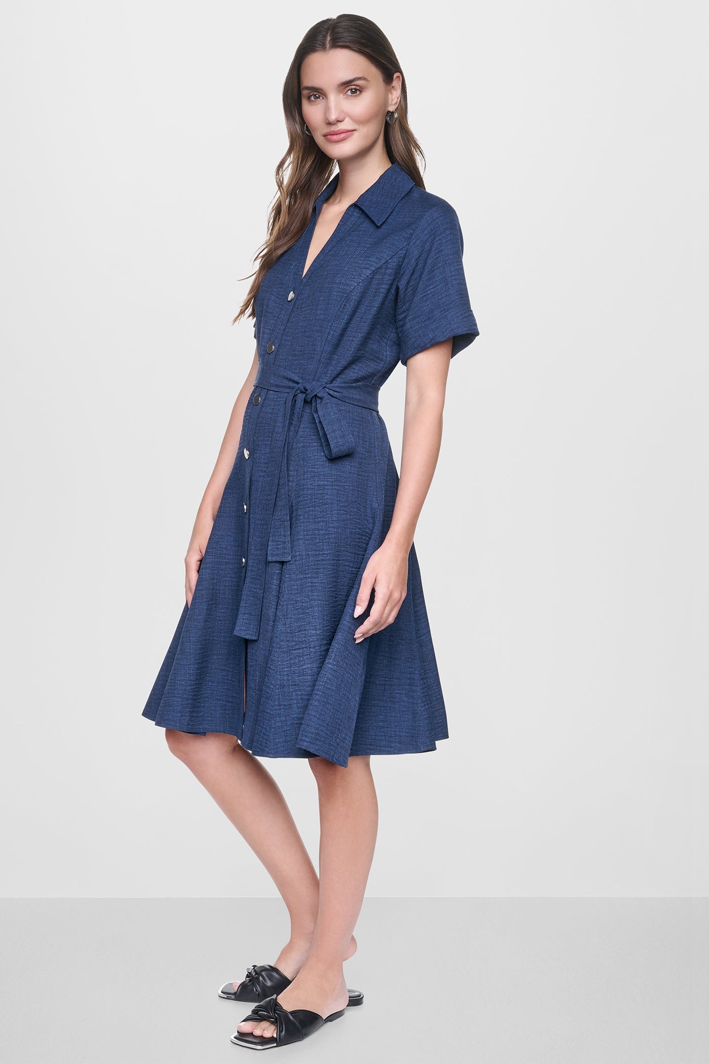 MIDI A-LINE SHIRT DRESS