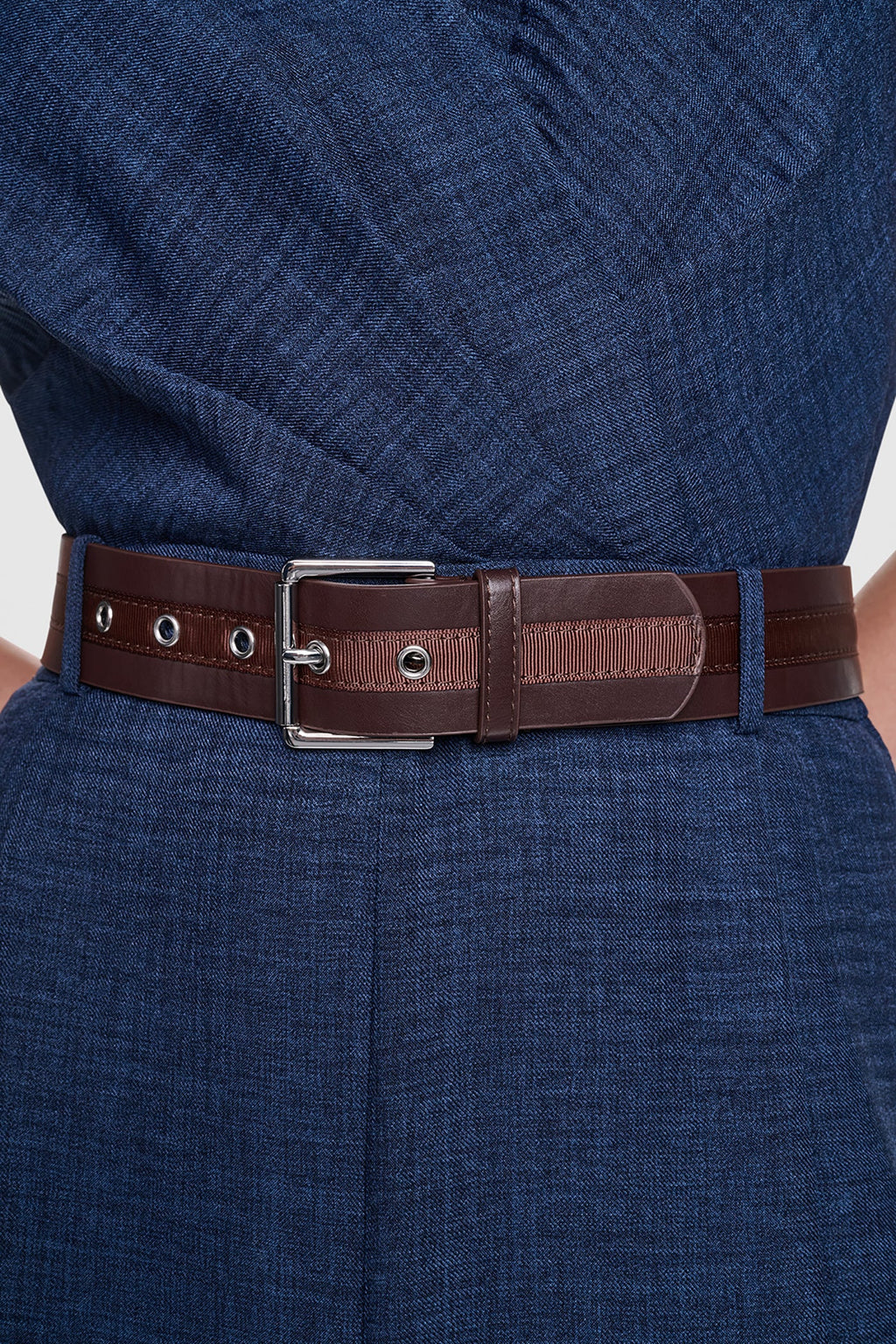 WRAP-EFFECT BELTED JUMPSUIT