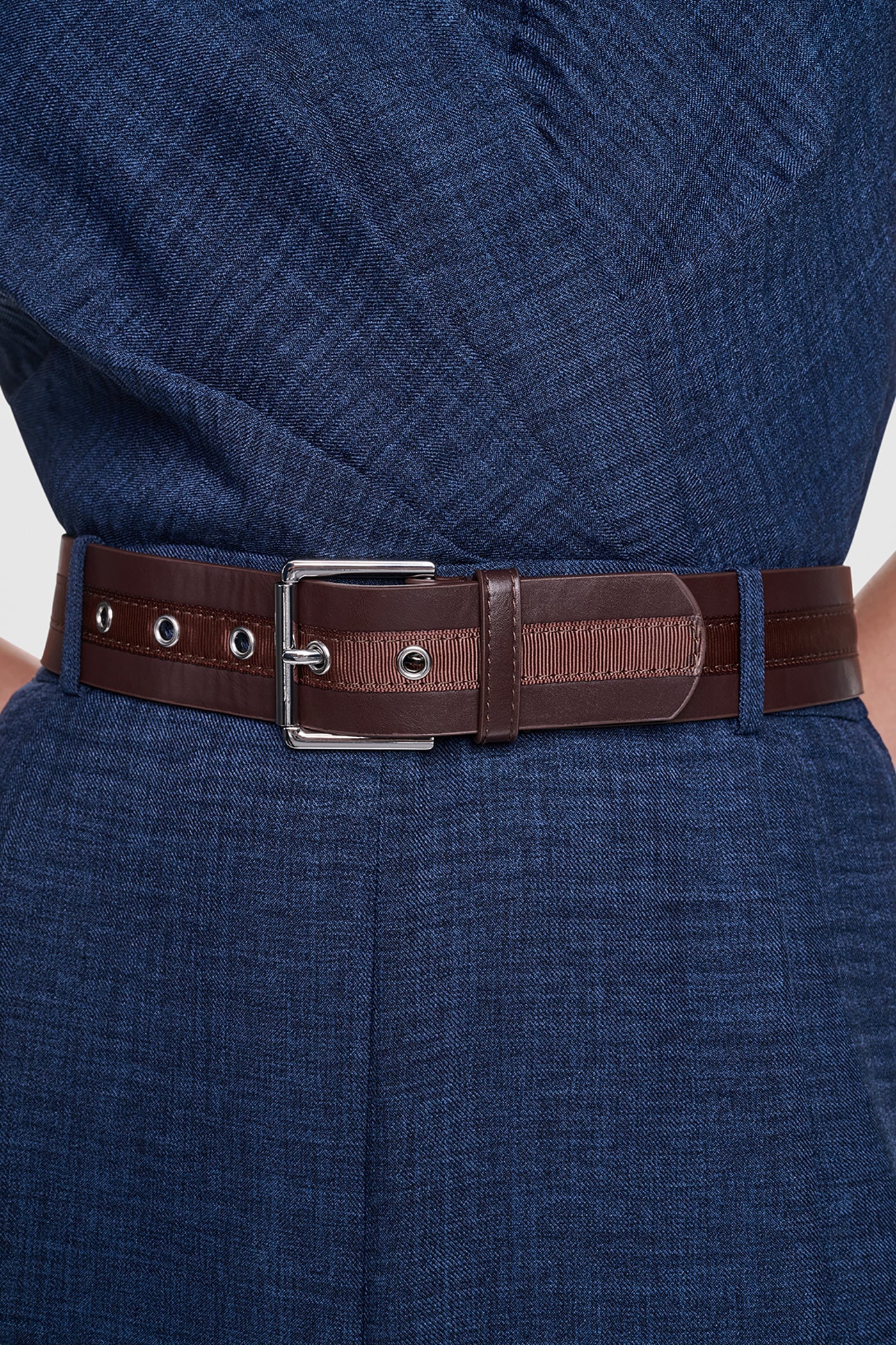 WRAP-EFFECT BELTED JUMPSUIT