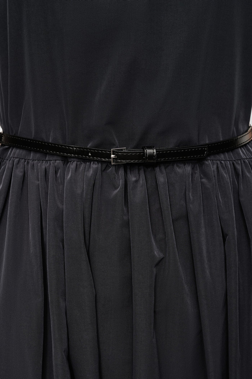 SLEEVELESS GATHERED MIDI A-LINE DRESS