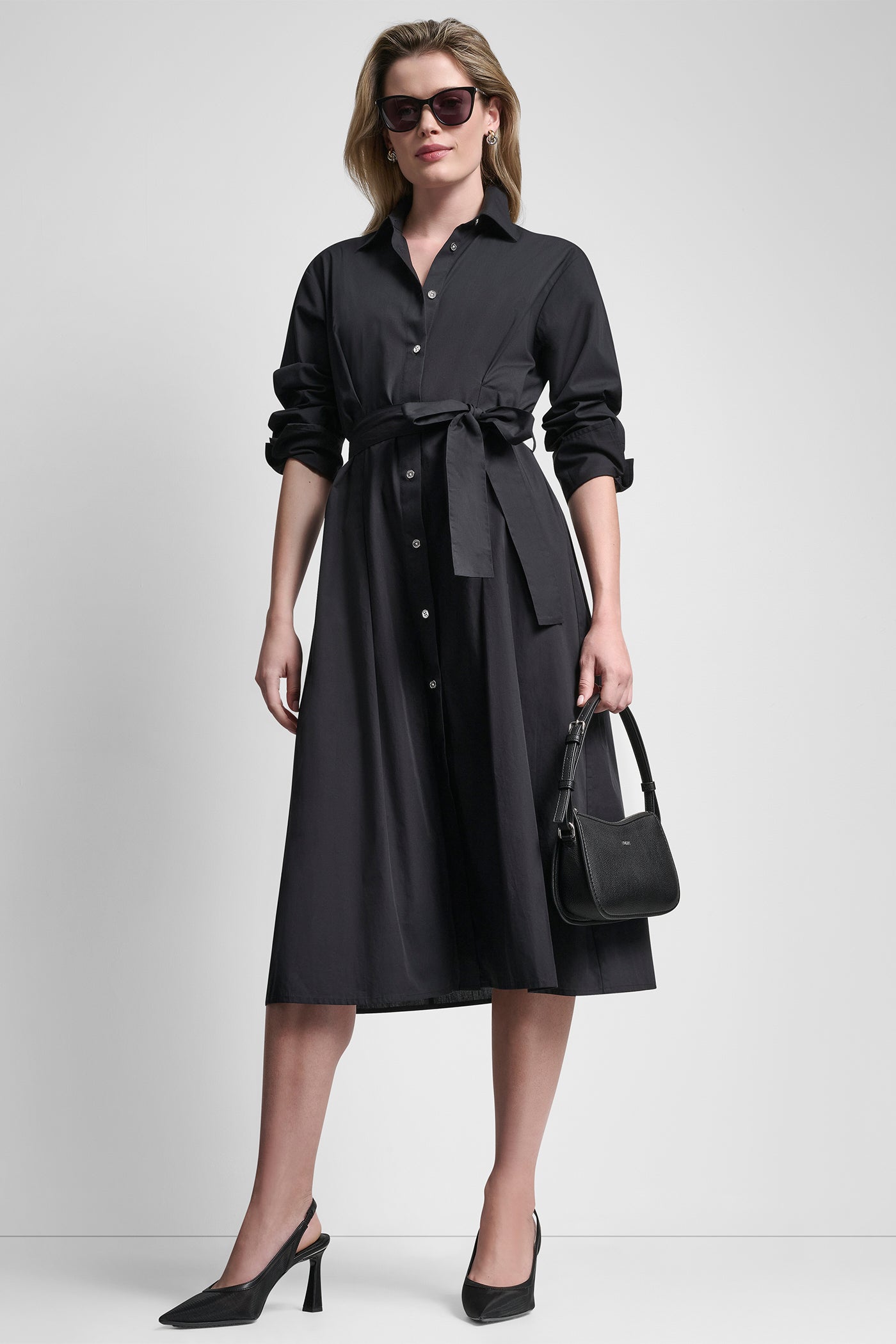 BUTTON DOWN MIDI SHIRT DRESS
