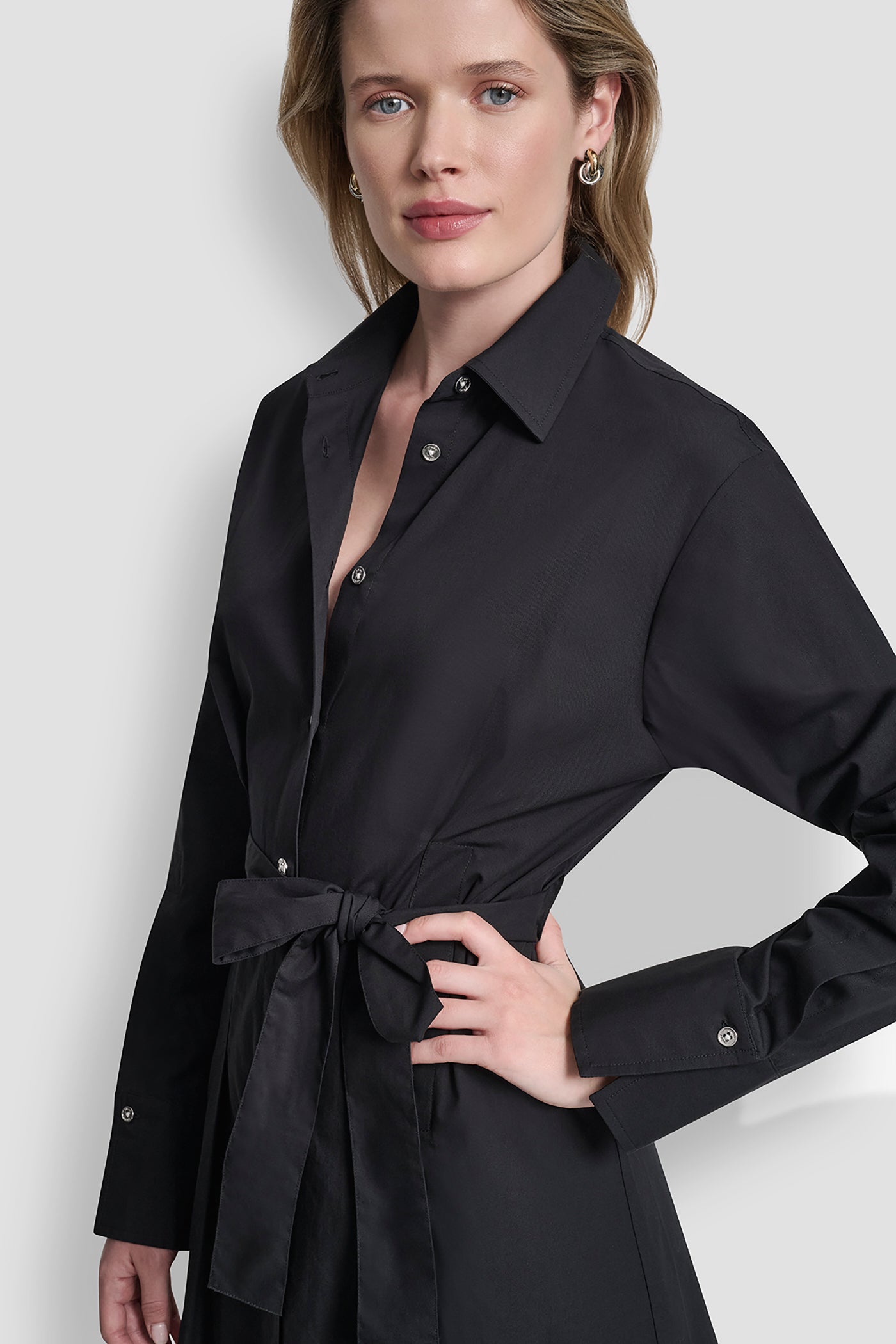 BUTTON DOWN MIDI SHIRT DRESS