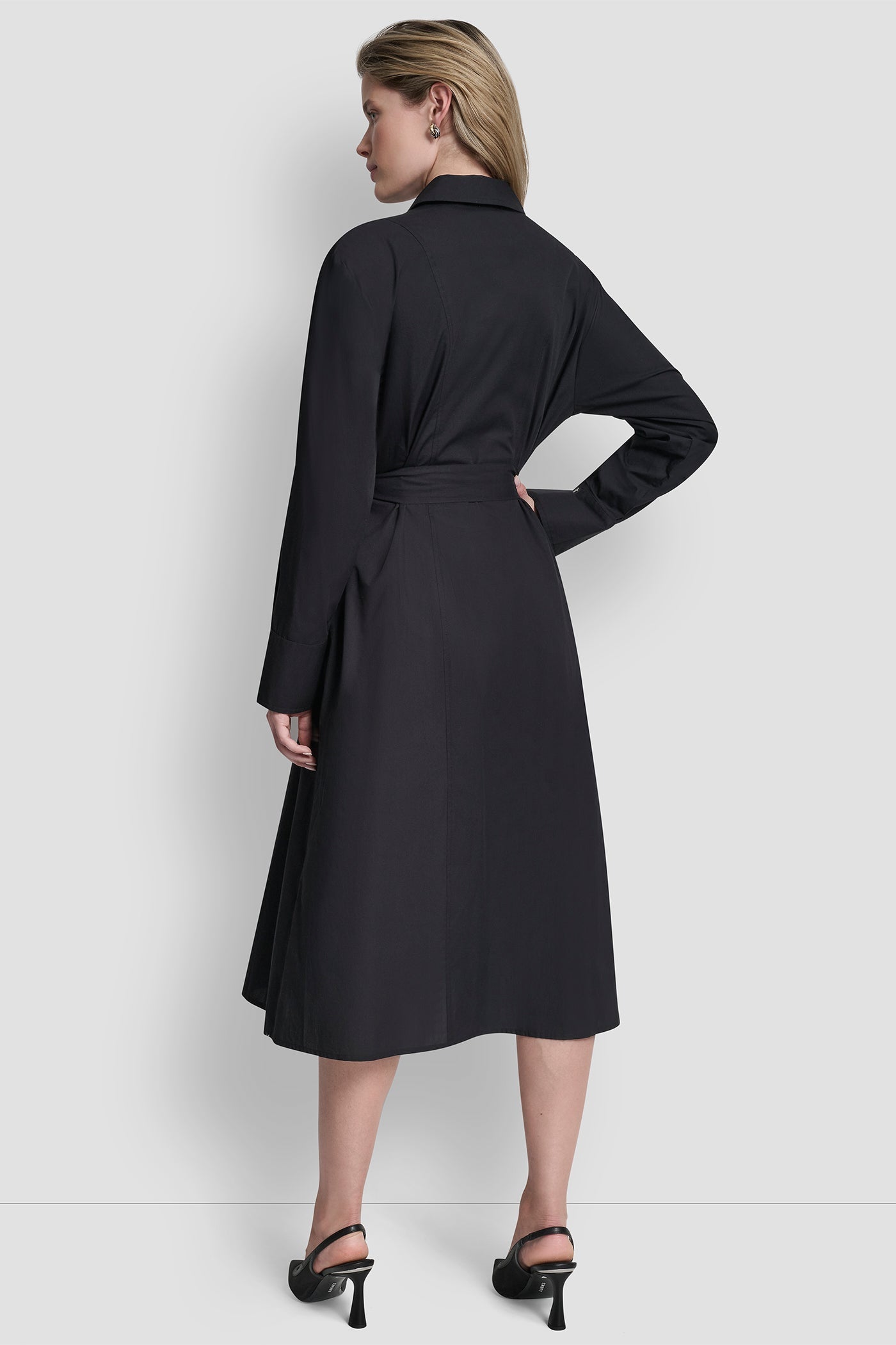 BUTTON DOWN MIDI SHIRT DRESS