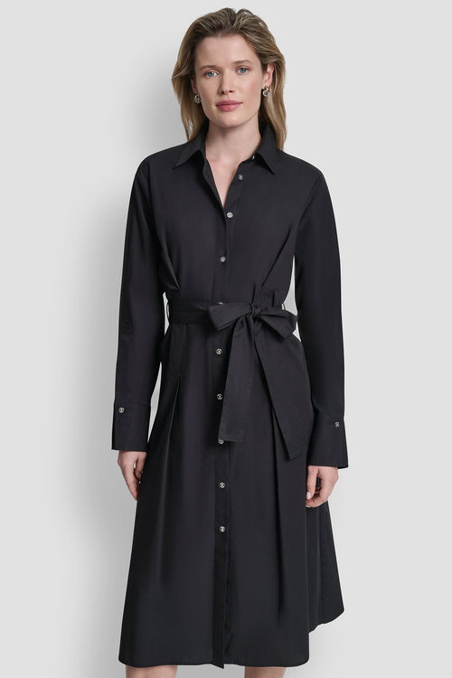 BUTTON DOWN MIDI SHIRT DRESS