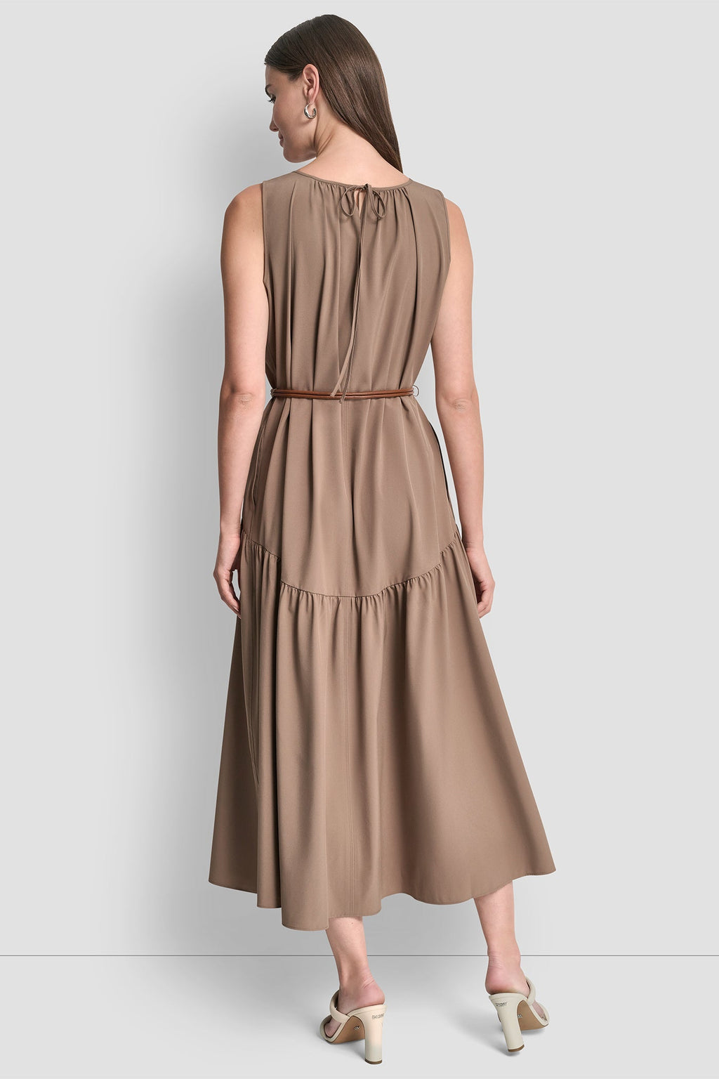 SLEEVELESS DROP-WAIST MIDI DRESS