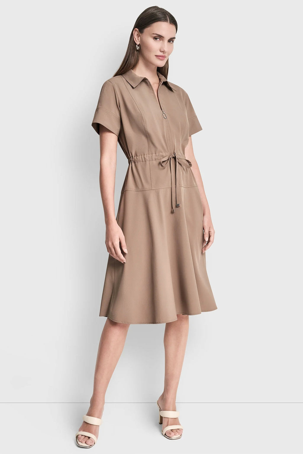 FIT & FLARE MIDI SHIRT DRESS