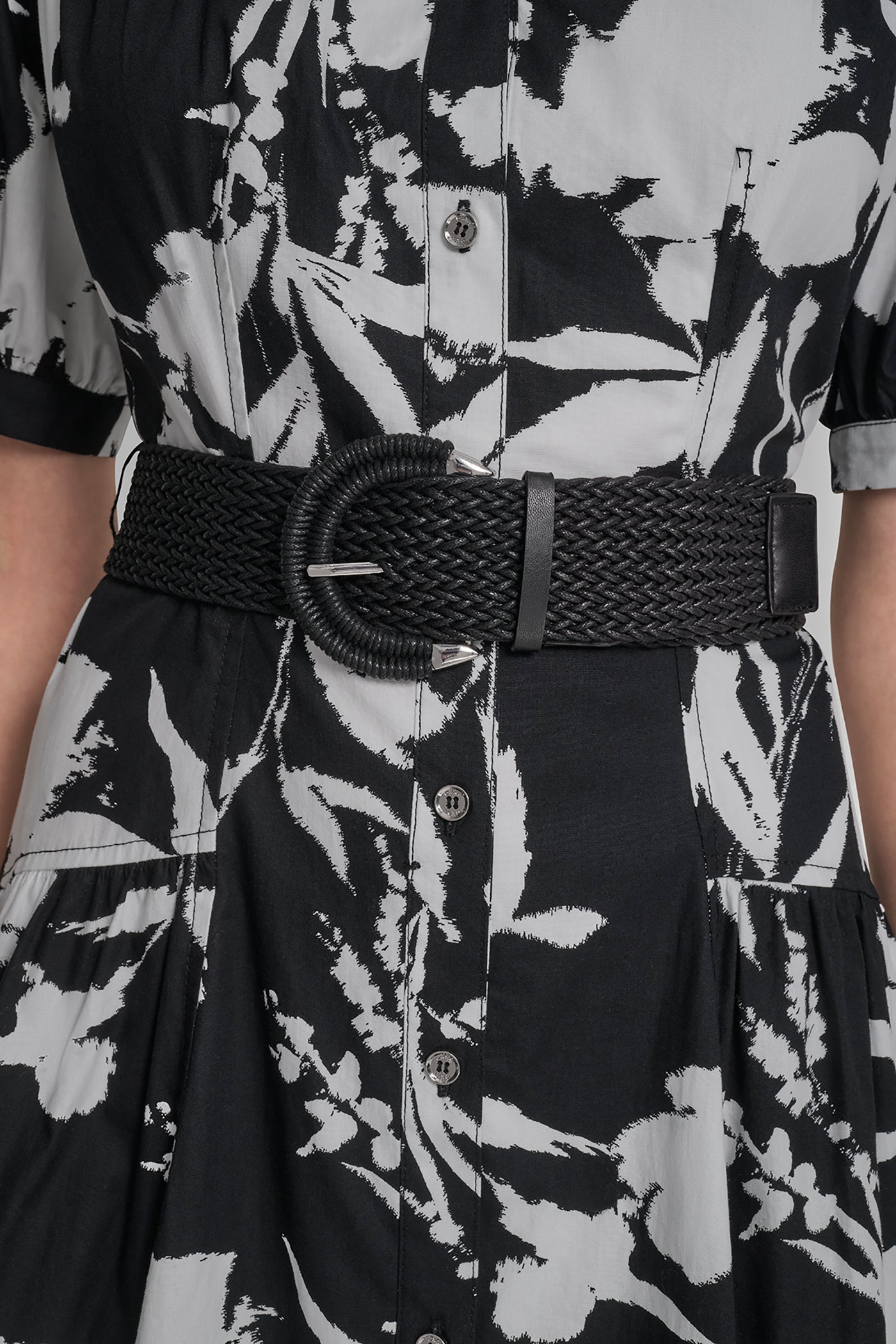 FLORAL PRINT MIDI SHIRT DRESS