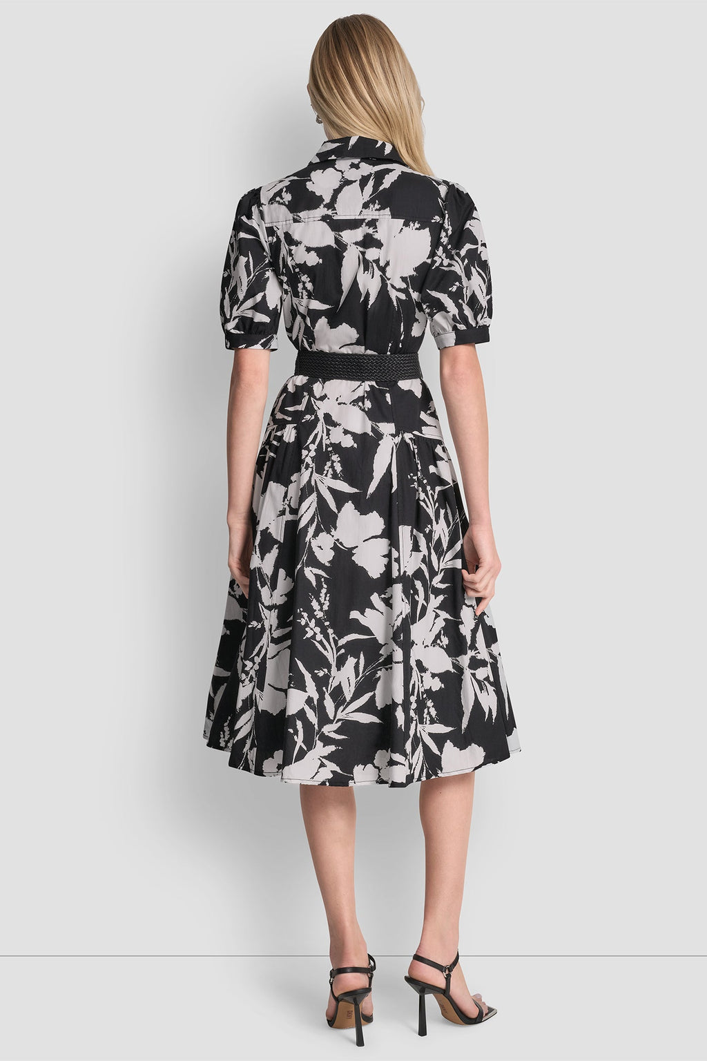 FLORAL PRINT MIDI SHIRT DRESS