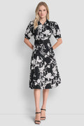 FLORAL PRINT MIDI SHIRT DRESS