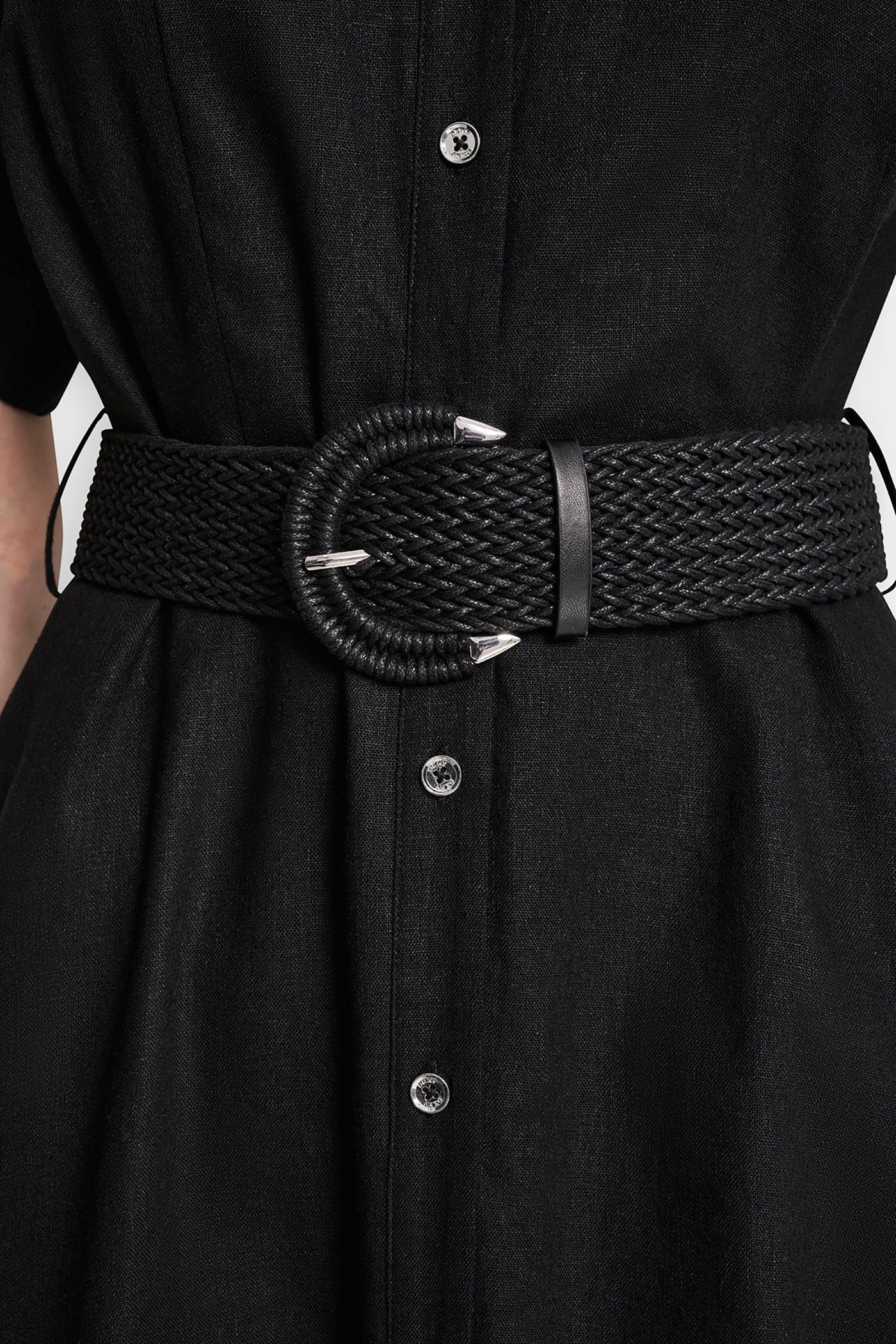 COLOR-BLOCK FIT & FLARE MIDI SHIRT DRESS