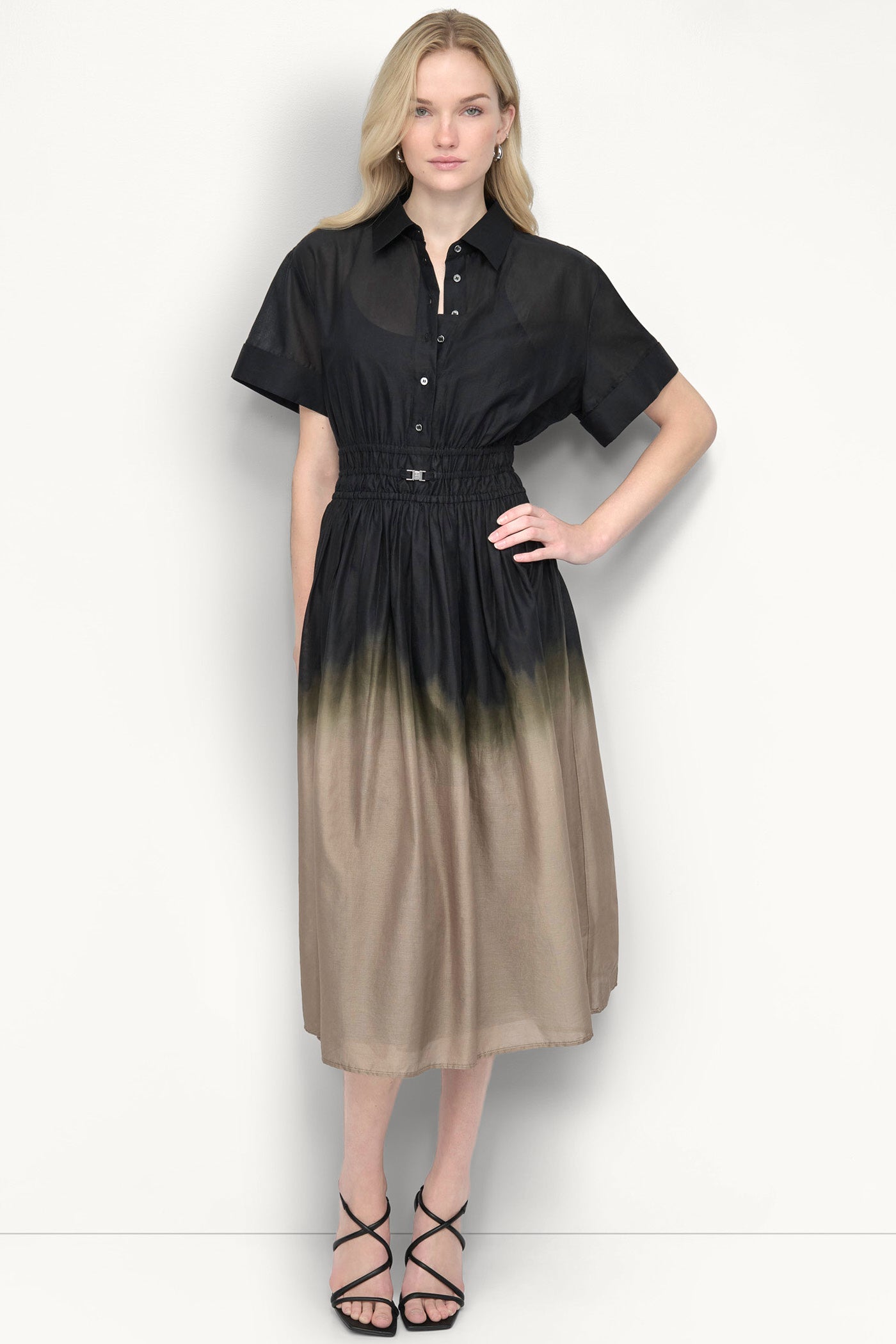 OMBRÉ MIDI SHIRT DRESS