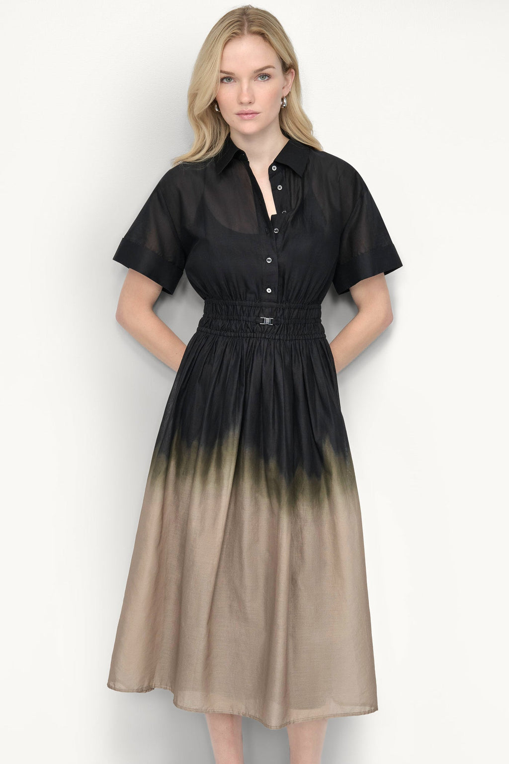 OMBRÉ MIDI SHIRT DRESS