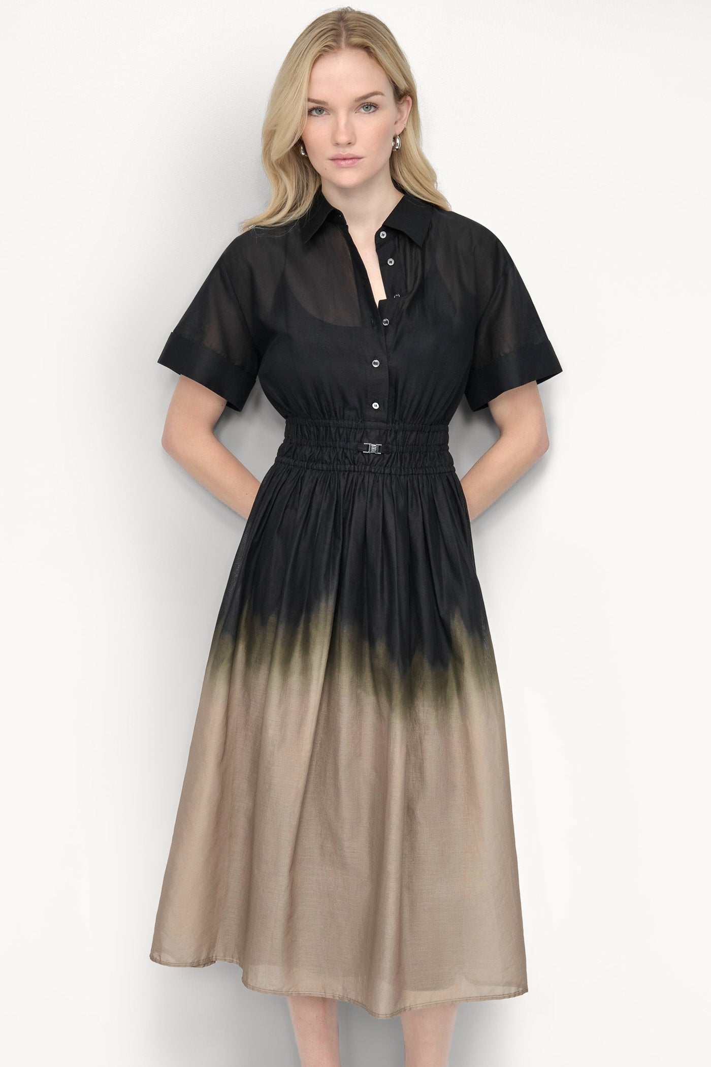 OMBRÉ MIDI SHIRT DRESS