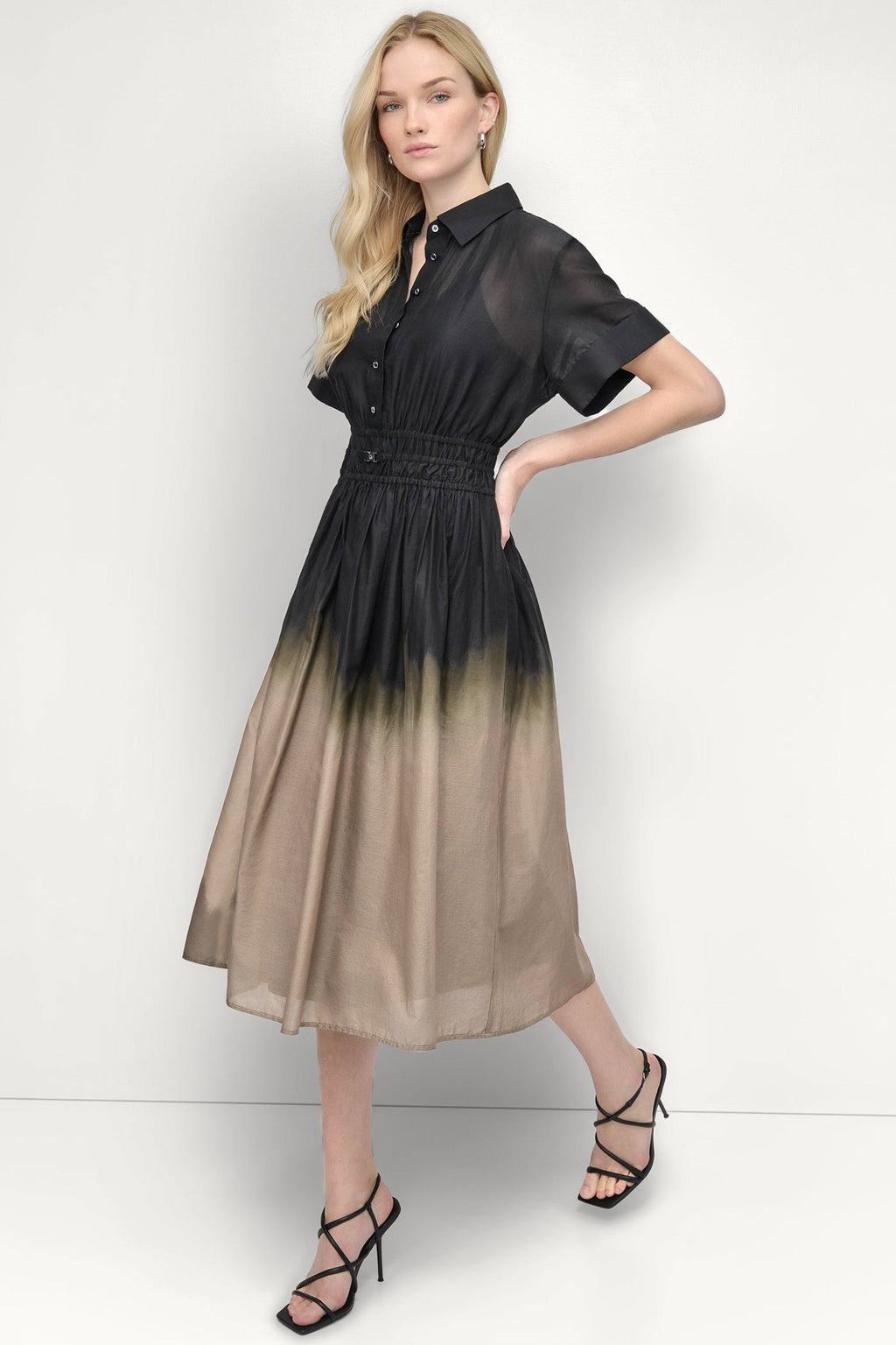 OMBRÉ MIDI SHIRT DRESS