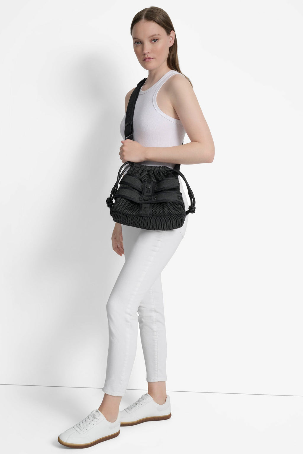 CHAYA MESH LOGO CROSSBODY BAG