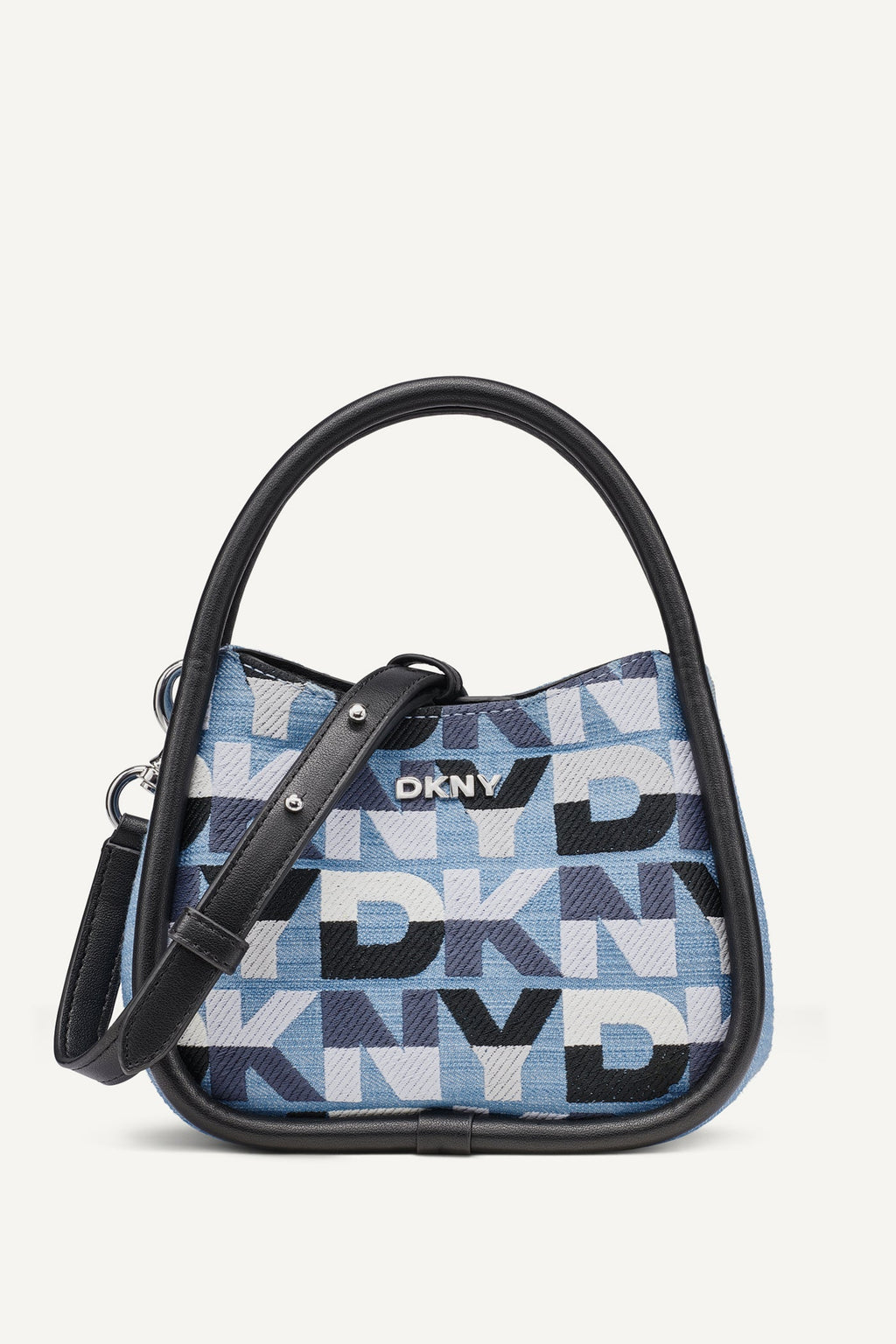 CAPRI DENIM LOGO HOBO CROSSBODY BAG